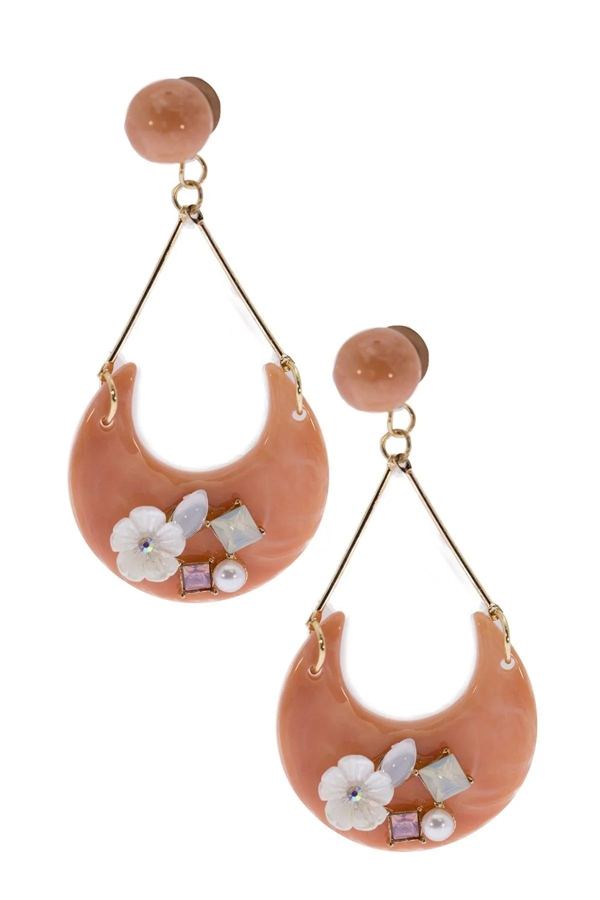 Peach Drop Crystal Earrings for Women - Elegant Dangling Earrings with Sparkling Stones | Perfect for Weddings, Parties & Special Occasions