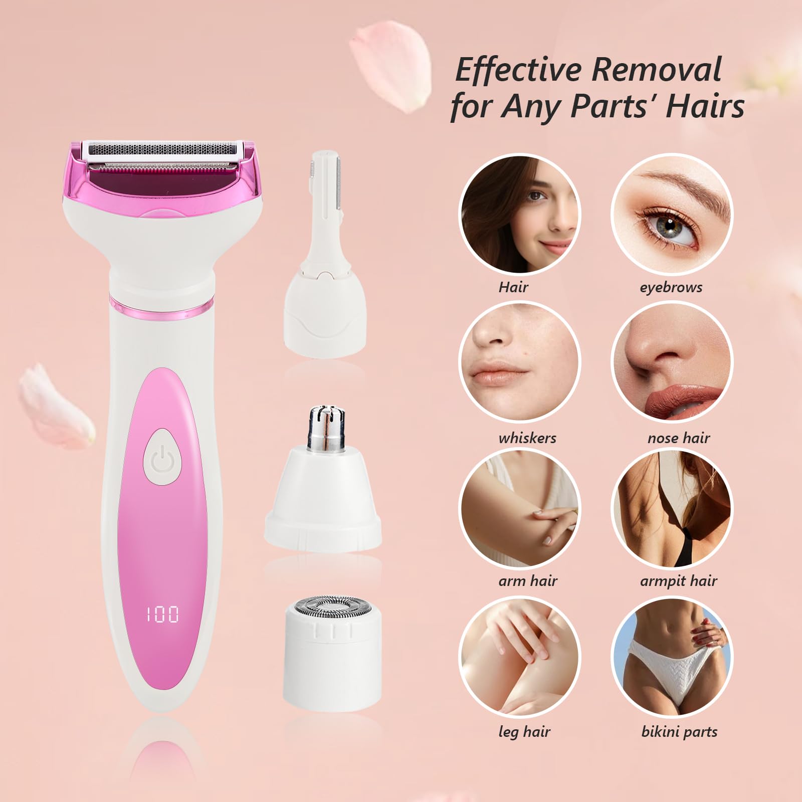 Best Electric Shaver for Women - Painless 4-in-1 Rechargeable Hair Removal Kit for Bikini, Face, Legs, Nose & Armpits | Smooth Shaving for Daily Grooming & Travel