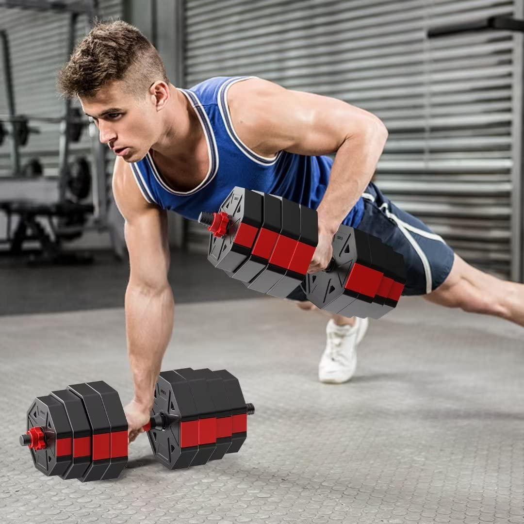 Adjustable Dumbbell Set 20 lbs - Hexagon Non-Rolling Free Weights for Home Gym | Strength Training, Workout Equipment for Men & Women | Perfect for Home Fitness, Weight Lifting & Muscle Building