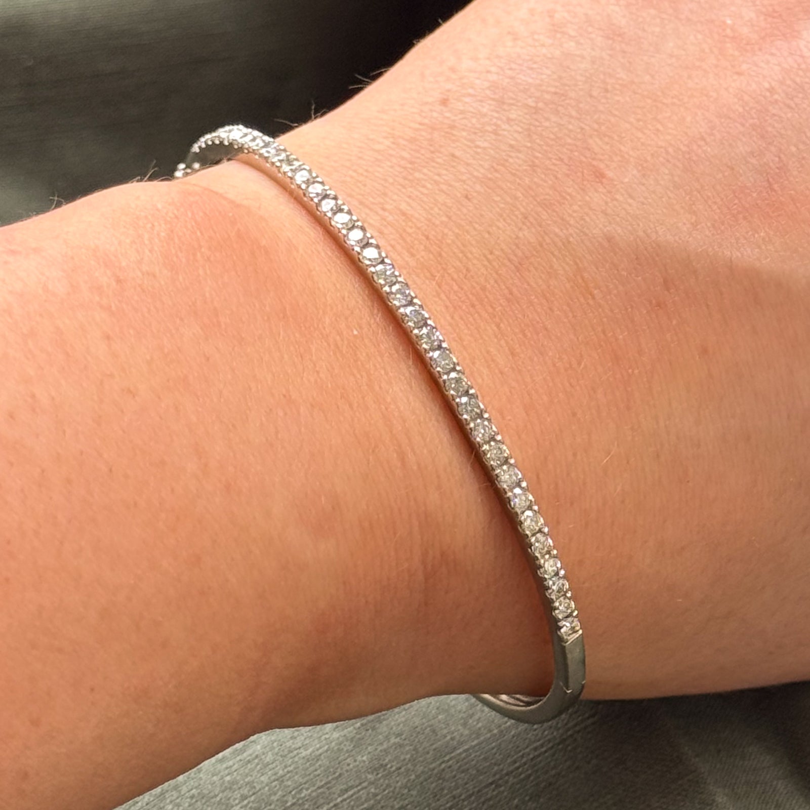 Pave Set Diamond Bangle Bracelet - 1.32 Carat Total Weight (CTW) - 7 Inches - Elegant Jewelry for Women, Perfect for Weddings, Anniversaries & Special Occasions