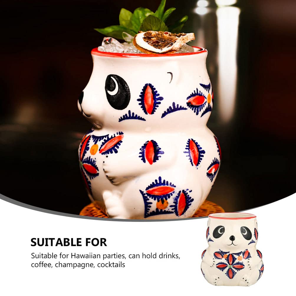 DOITOOL 16oz Ceramic Tiki Mugs - Hawaiian Themed Espresso Coffee Cups & Cocktail Glasses for Tropical Parties, Luau Decor, and Home Bar Use