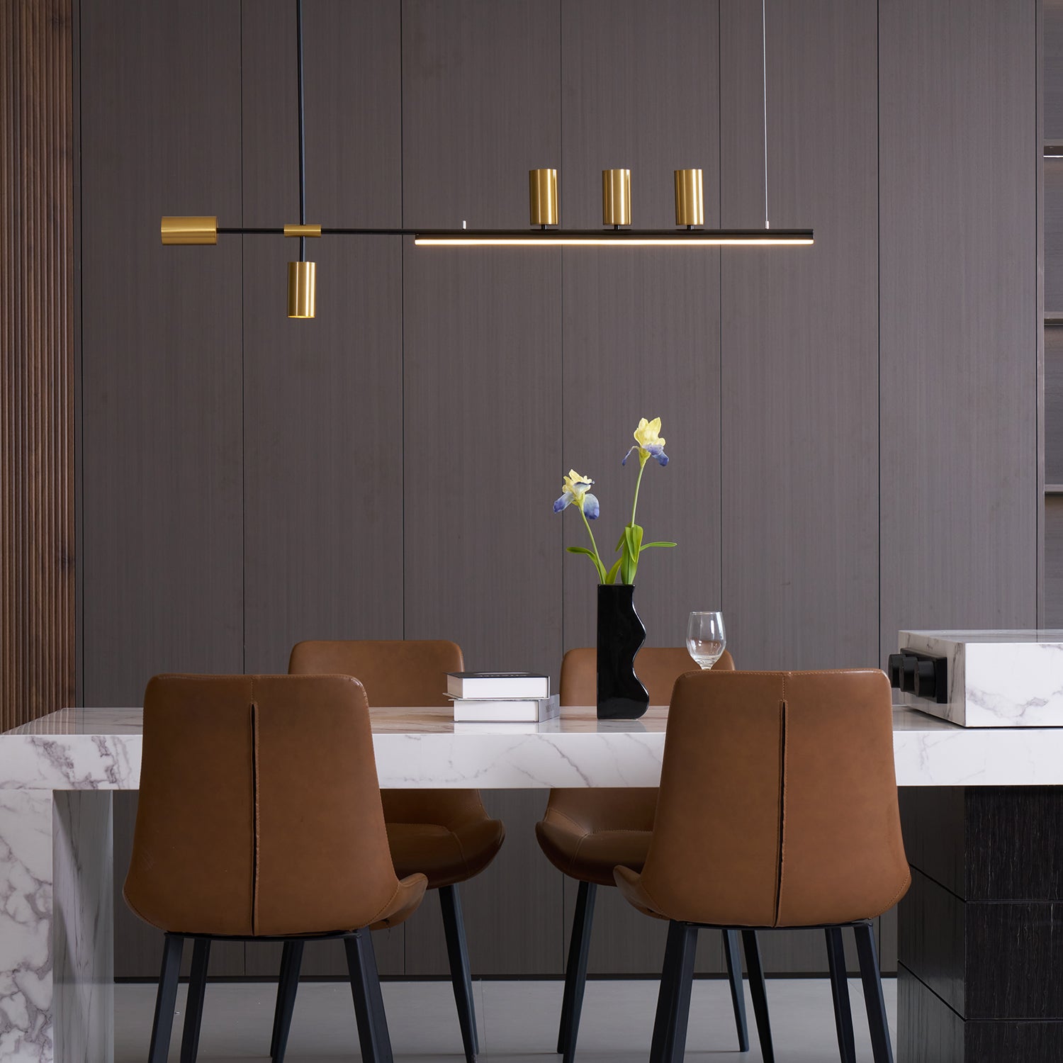 Modern Linear Island Pendant Light - Sleek Hanging Chandelier for Kitchen, Dining Room & Living Room - Perfect for Home & Restaurant Lighting Decor