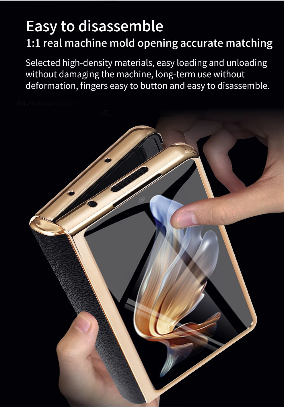 Premium Real Leather Phone Case for Samsung Galaxy Z Fold 6 with Hinge Kickstand - Slim Protective Cover for Work, Travel & Everyday Use