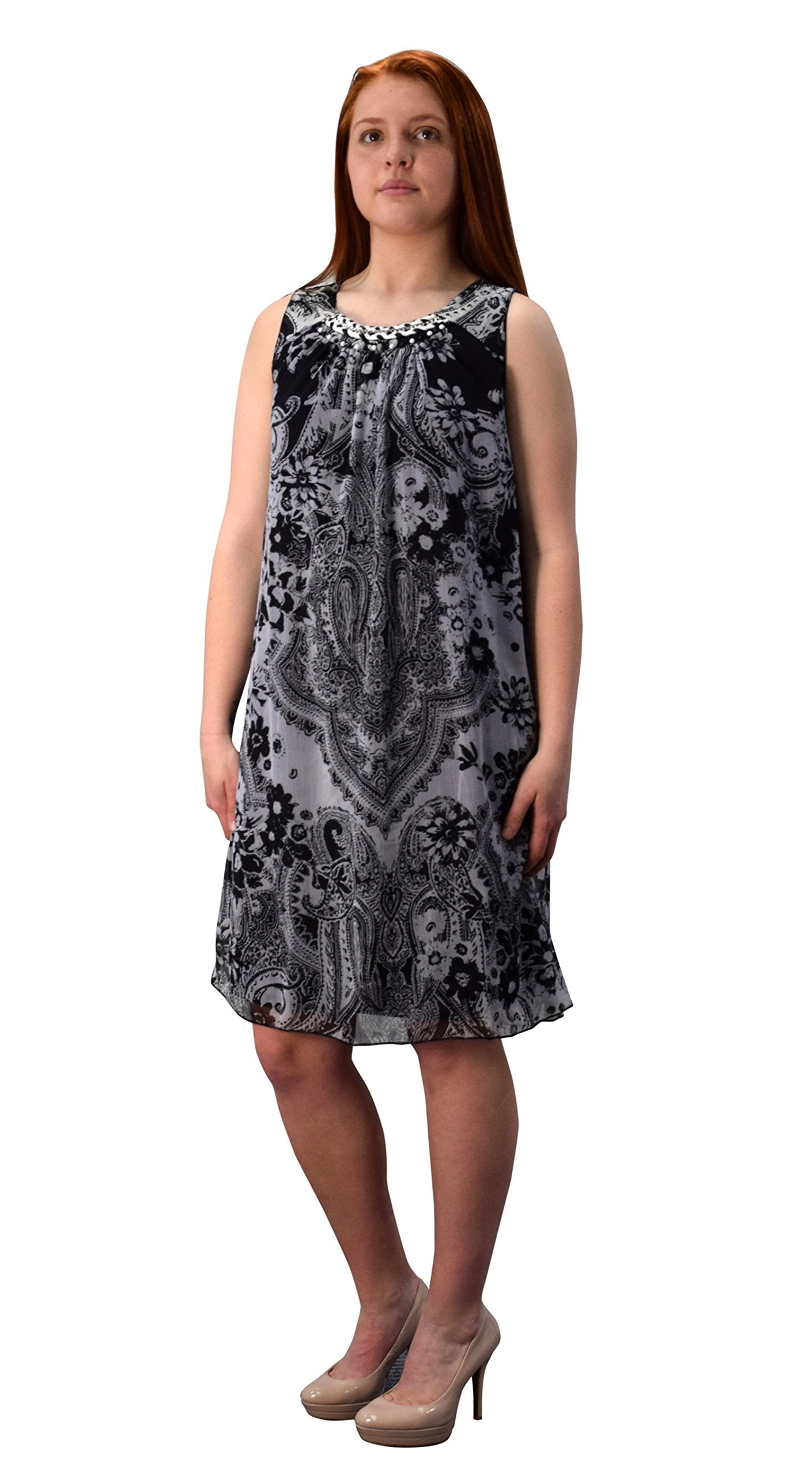 Boho Embellished Halter Swing Dress for Women - Flowy Tunic Frock with Decorative Neckline | Perfect for Beach Vacations, Summer Parties & Boho Fashion Outfits
