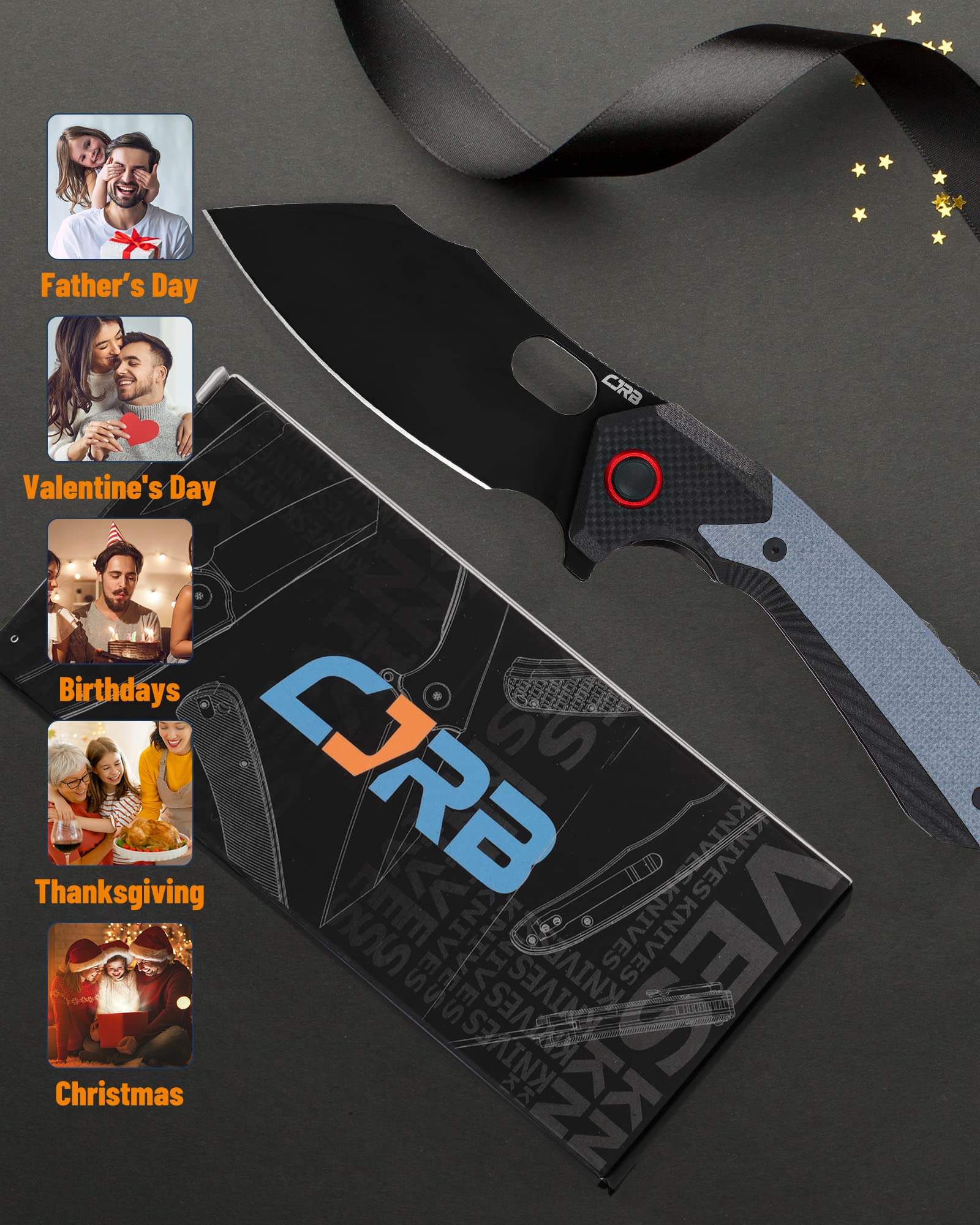 CJRB Crag Folding Knife with Caldera Blue EDC Companion - Premium Pocket Knife for Outdoor, Camping, Hiking & Everyday Carry (EDC)