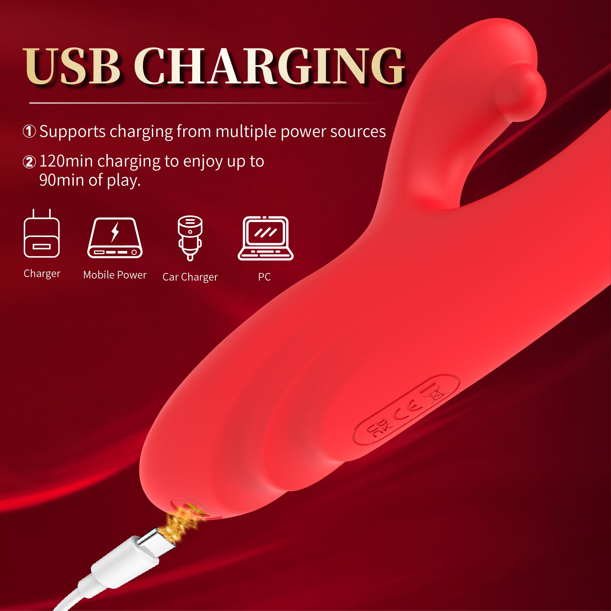 Powerful Rabbit Vibrator for Women - 9 Vibrating & 9 Flapping Patterns, G Spot & Clitoral Stimulator, Adult Sex Toy for Couples Games - Perfect for Solo Play & Romantic Nights (Red)