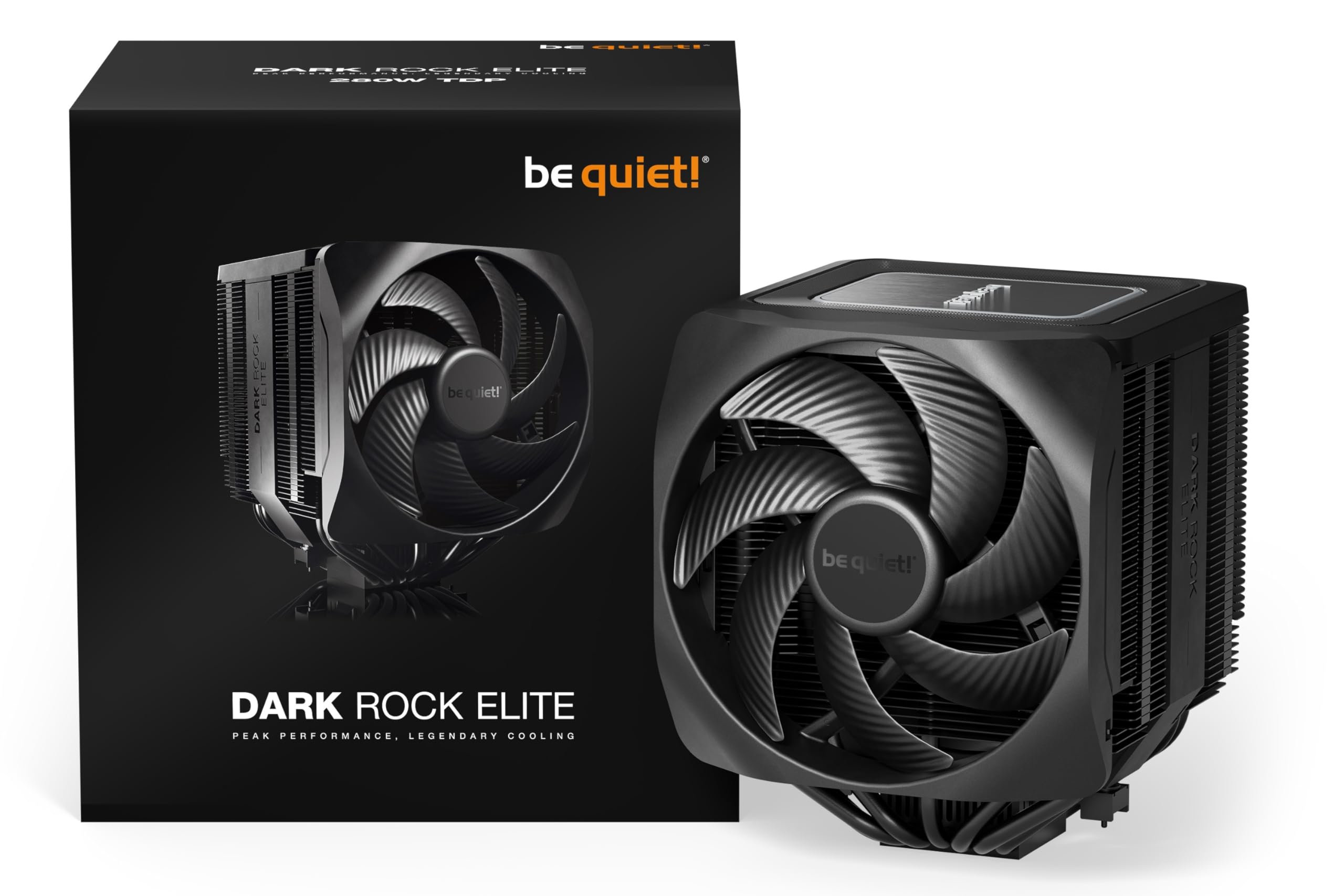 be quiet! Dark Rock Elite Air CPU Cooler - Dual 135mm Silent Wings PWM Fans, 2-Speed Switch, High-Performance Heat Pipes | Enhanced RAM Compatibility & Front Fan Rail System | Perfect for Gaming PCs, Workstations & High-End Cooling Solutions