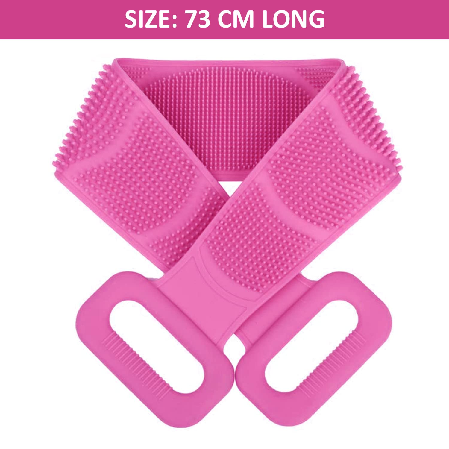Aabhir TRADERS Silicone Bath Back Scrubber Belt with Handle - Exfoliating Shower Brush for Women & Men - Double Sided Skin Cleansing Scrubber (Purple) - Perfect for Deep Cleaning & Spa Experience at Home