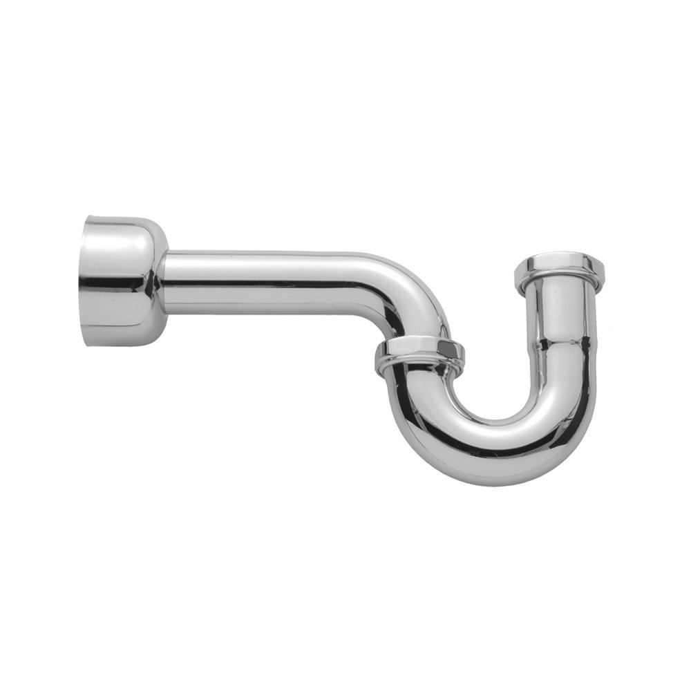Jaclo 253-SN Chrome-Plated Brass P-Trap with Round Box Escutcheon, 1-1/4 Inch Drain Pipe for Bathroom Sink - Perfect for Bathroom Vanity, Powder Room, and Laundry Room Installations