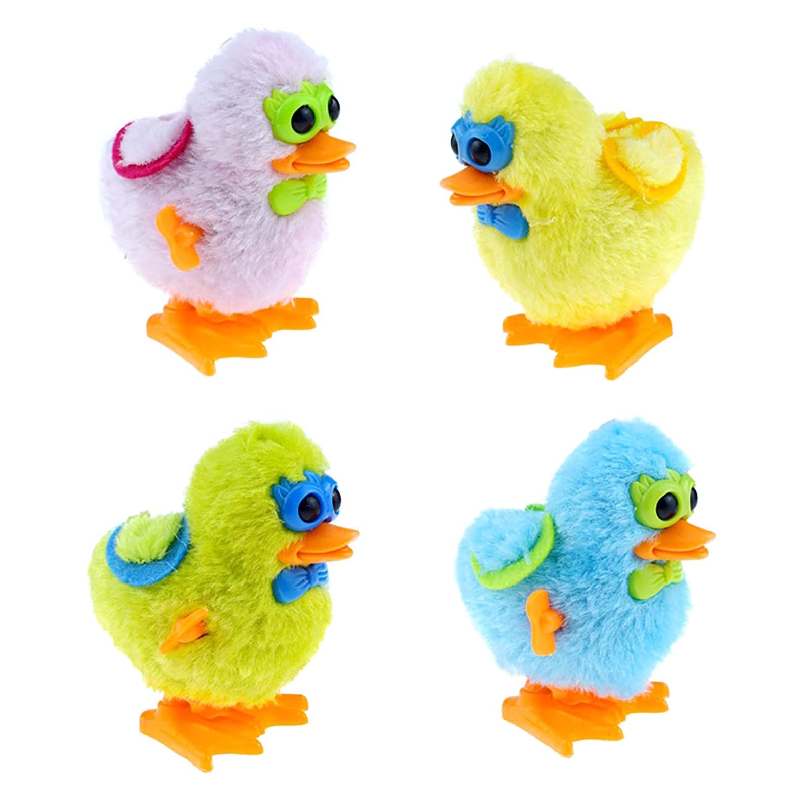 Wind Up Chattering Teeth Toy - Funny Hopping Jumping Chicken Clockwork Walking Toy for Kids - Soft Plush Jumping Chick Gift - Great for Birthday Parties, Easter Gifts & Kids' Playtime (One Size)