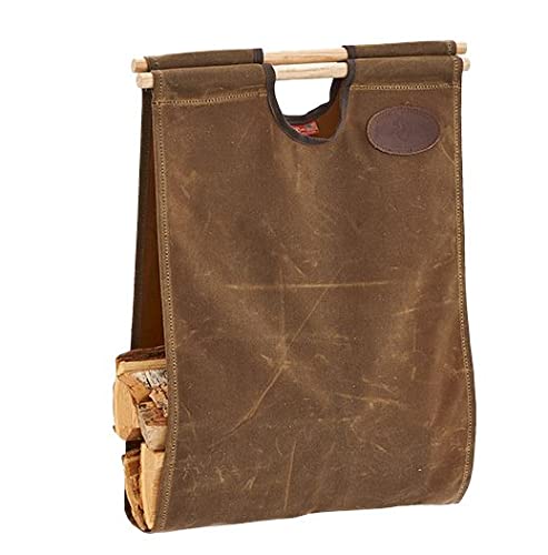 Frost River Heavy Duty Waxed Canvas Firewood Tote Bag - Durable Campfire Log Carrier for Camping, Hiking & Outdoor Adventures | Perfect for Hauling Timber & Firewood to Your Campsite or Backyard Fire Pit