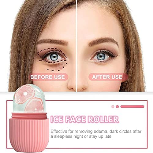 Royal Enterprise Ice Face Roller - Leak-Proof Silicone Facial Massager for Puffiness & Dark Circles | Reusable Pink Ice Cube Mold for Face & Eye Care | Skin Tightening & Cooling Beauty Tool for Morning Routine & Post-Workout Recovery