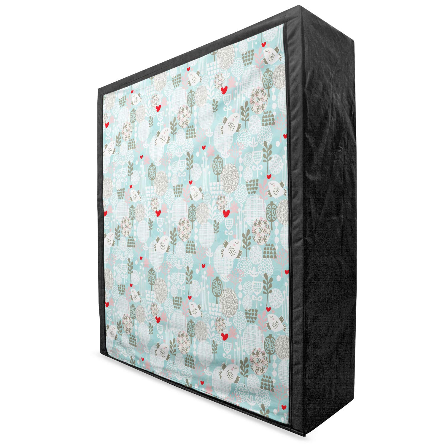 Ambesonne Floral Fabric Wardrobe - Portable Closet Organizer with Shelves, Birds Hearts Trees Flowers Pattern, 59