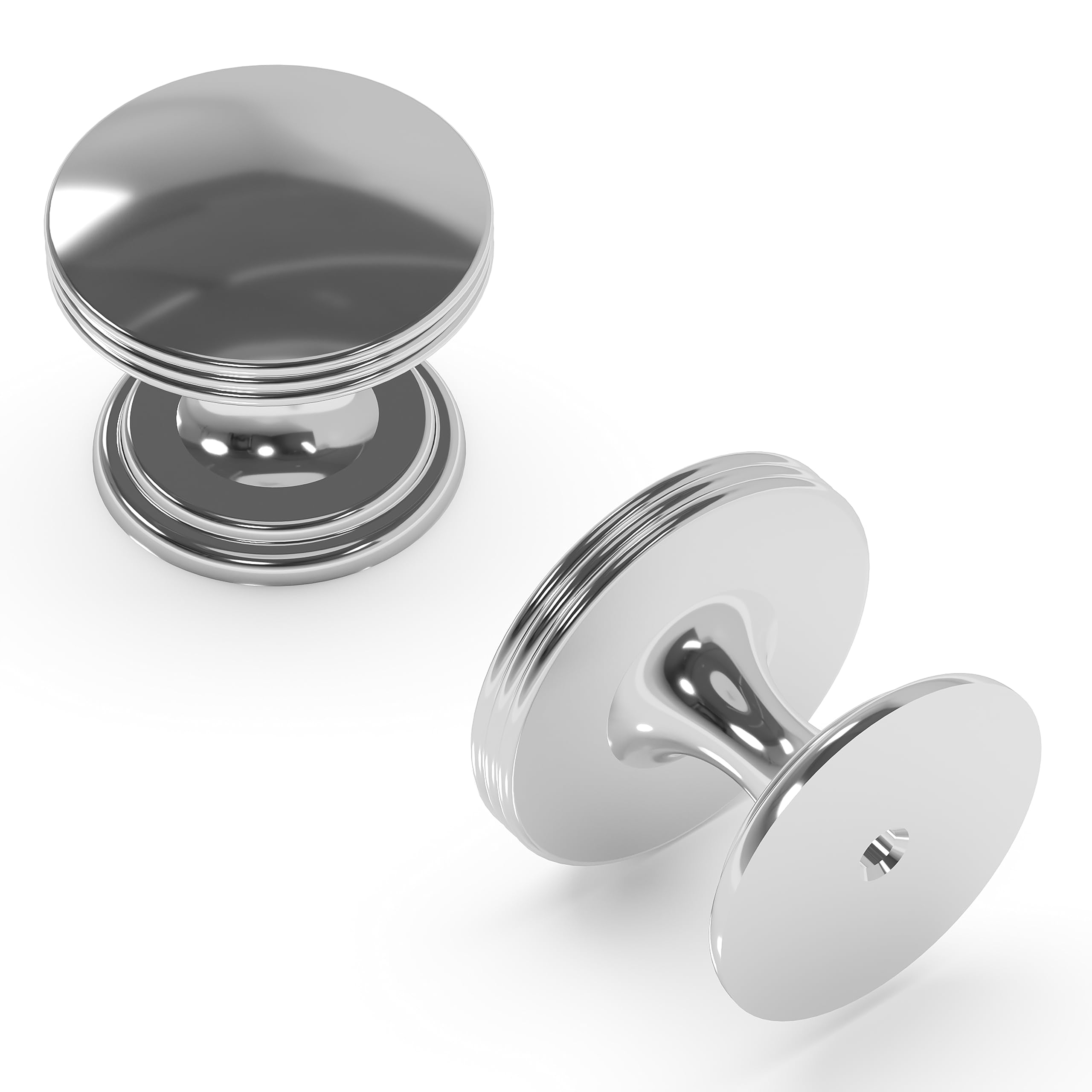 Hickory Hardware P2142-CH American Diner Transitional Round Cabinet Knob - 1-3/8 Inch Zinc Door Handle with Chrome Finish - 1 Pack for Kitchen Cabinets, Dresser Drawers & Closet Doors - Durable Hardware for Home & Office Use