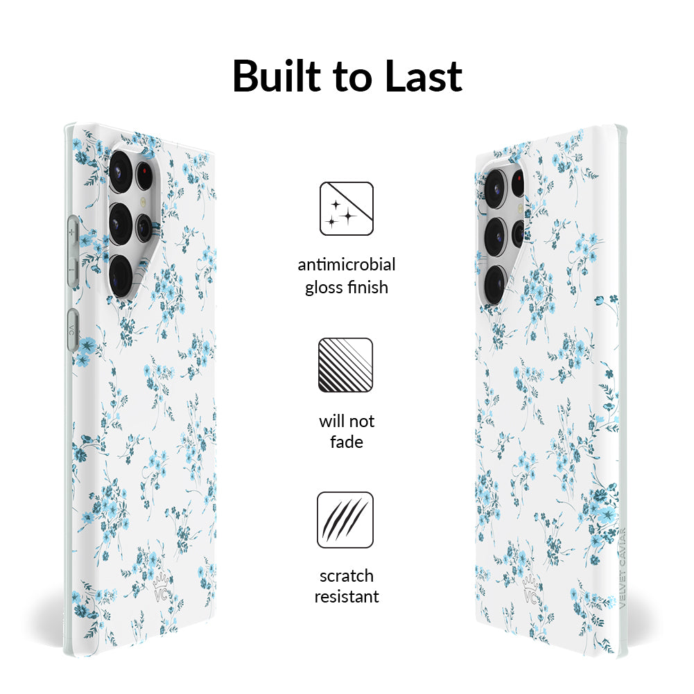 French Blue Floral Samsung Phone Case - Elegant Protective Cover for Galaxy S21/S20/Note 20 - Perfect for Daily Use, Travel & Gift Giving