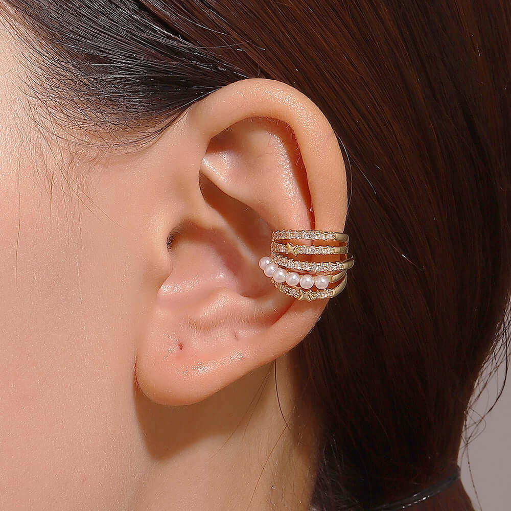18K Gold No Piercing Cross Ear Cuff Snake Ear Climber - Elegant Cartilage Ear Cuff Jewelry for Women | Perfect for Parties, Weddings & Everyday Fashion Accessories