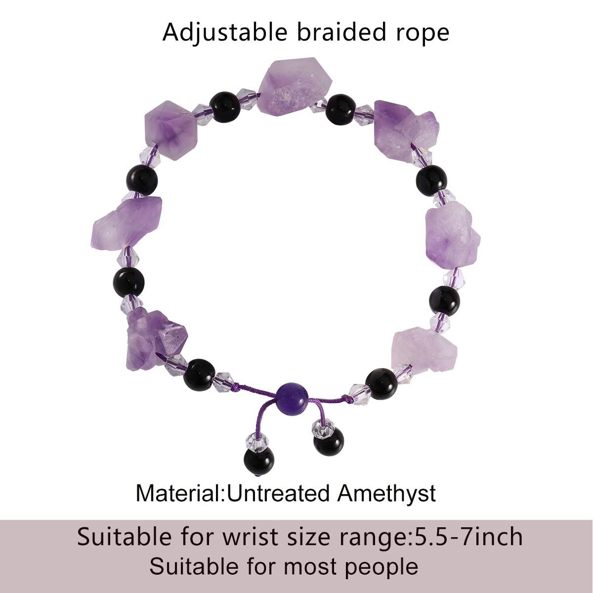 Jewever Natural Raw Amethyst Stretch Bracelet | Yoga Energy Healing Crystal Gemstone Jewelry for Women | Meditation, Chakra Balancing & Spiritual Gift