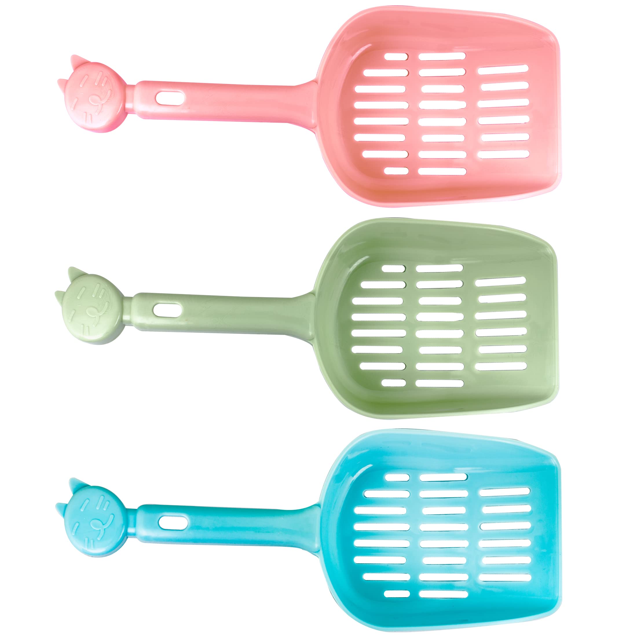 3-Pack Plastic Cat Litter Scoop with 1.5