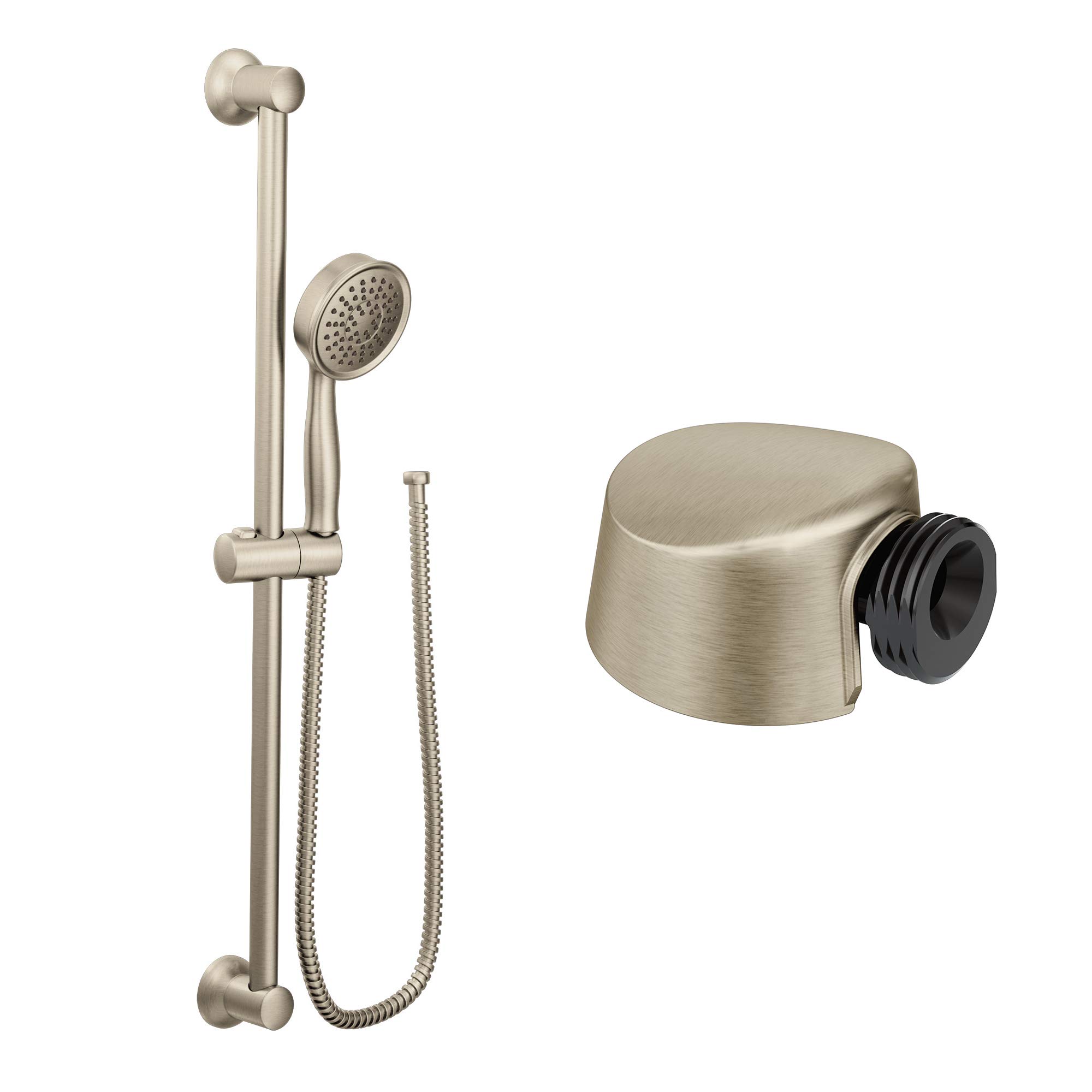 Moen A725BN Drop Ell & 3668EPBN Handheld Showerhead Set with 69-Inch Hose & 24-Inch Slide Bar in Brushed Nickel - Perfect for Bathroom Renovation & Spa-Like Shower Experience