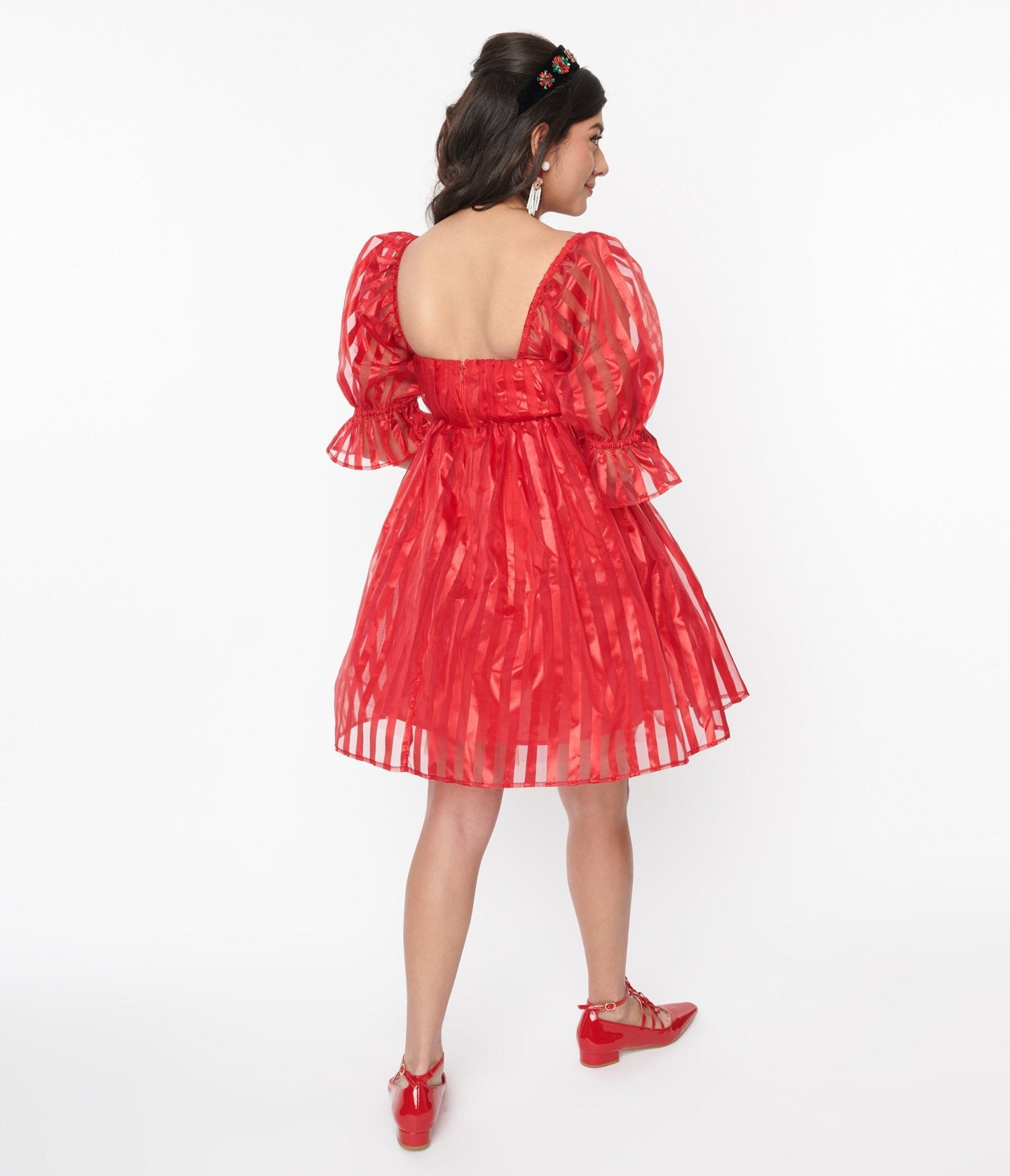 Smak Parlour Red Striped Love Interest Babydoll Dress - Sexy Lingerie for Women, Valentine's Day Outfit & Romantic Date Night