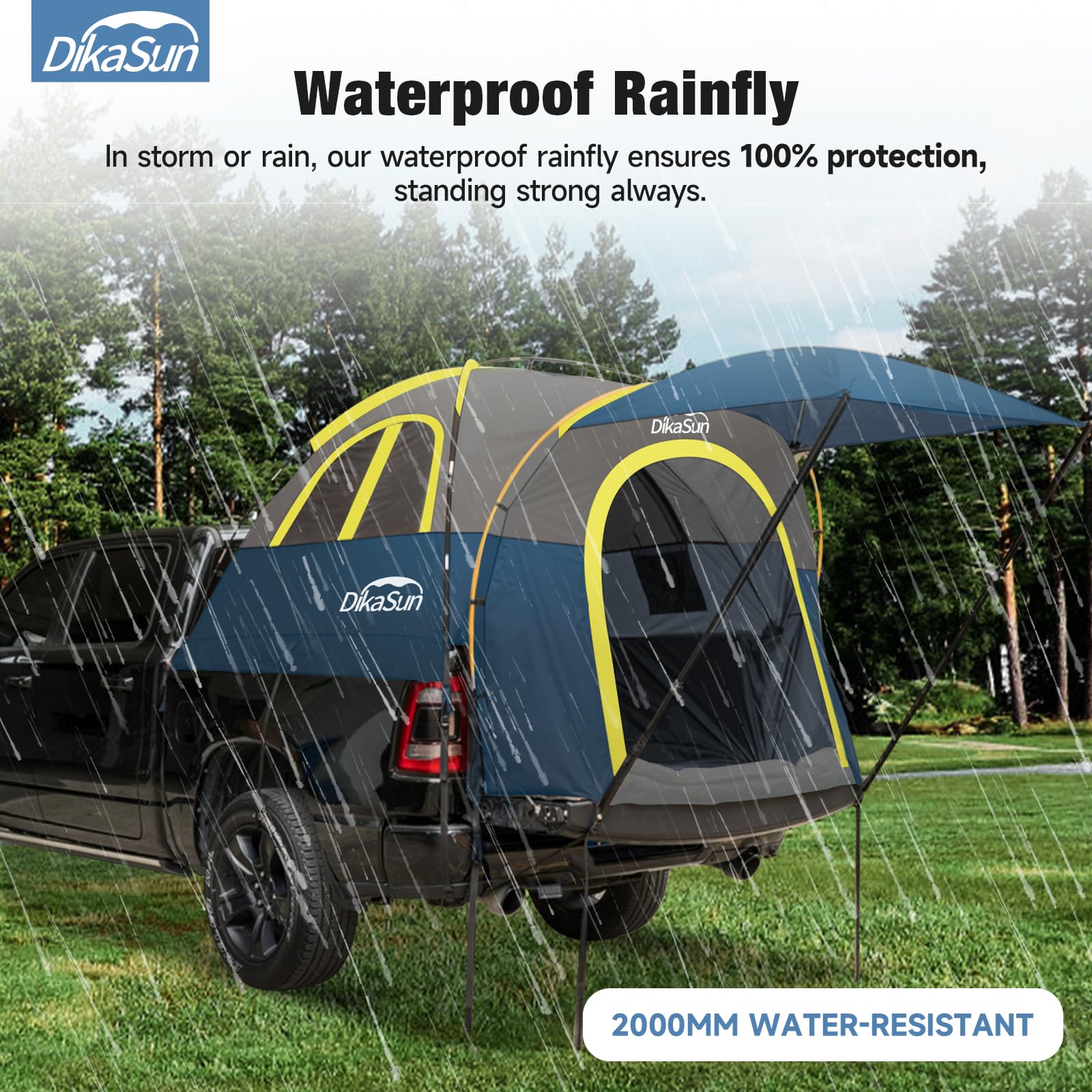 5.5-8ft Truck Bed Tent with Awning - Waterproof Double Layer PU3000 Camping Tent for 2 Person - 3 Season Outdoor Shelter for Pickup Trucks - Perfect for Camping, Road Trips & Outdoor Adventures