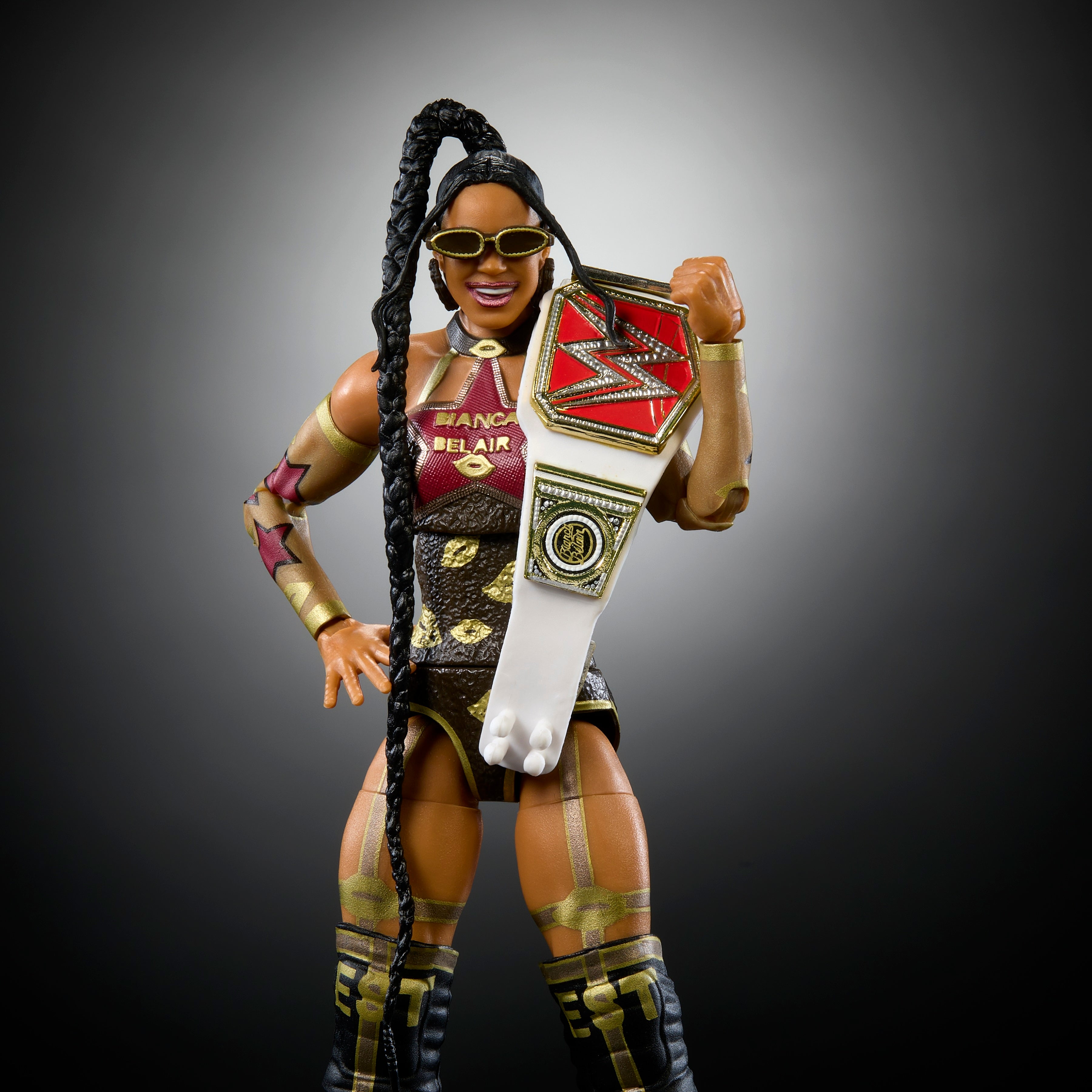 WWE WrestleMania Elite Series Bianca Belair Action Figure with Build-A-Figure (BAF) Part - Collectible Wrestling Toy for Fans & Display