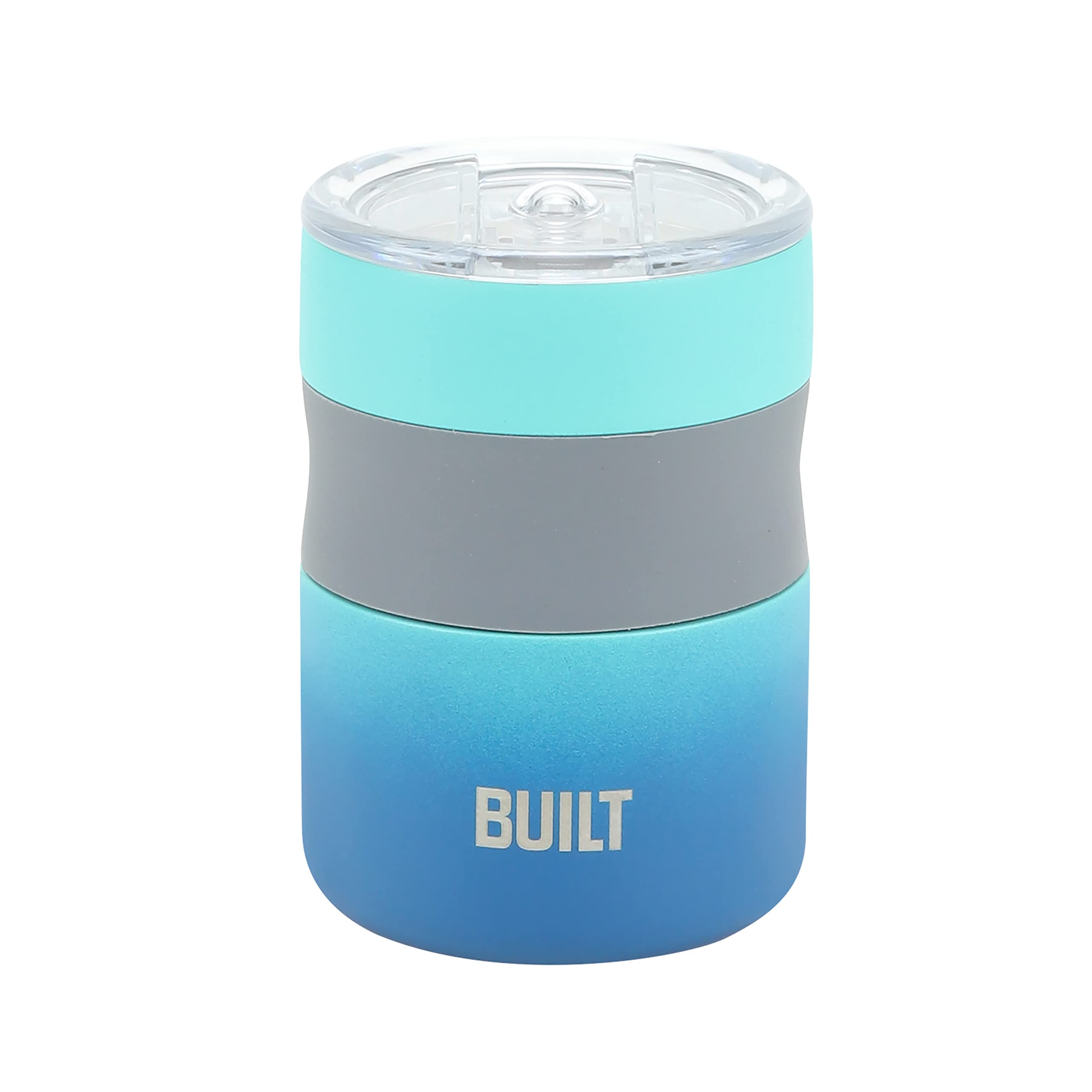 12oz Double Wall Vacuum Insulated Stainless Steel Coffee Mug with Tritan Lid - Leakproof Travel Tumbler for Hot & Cold Drinks - Office, Commute, Camping & Outdoor Use - Blue Ombre Design