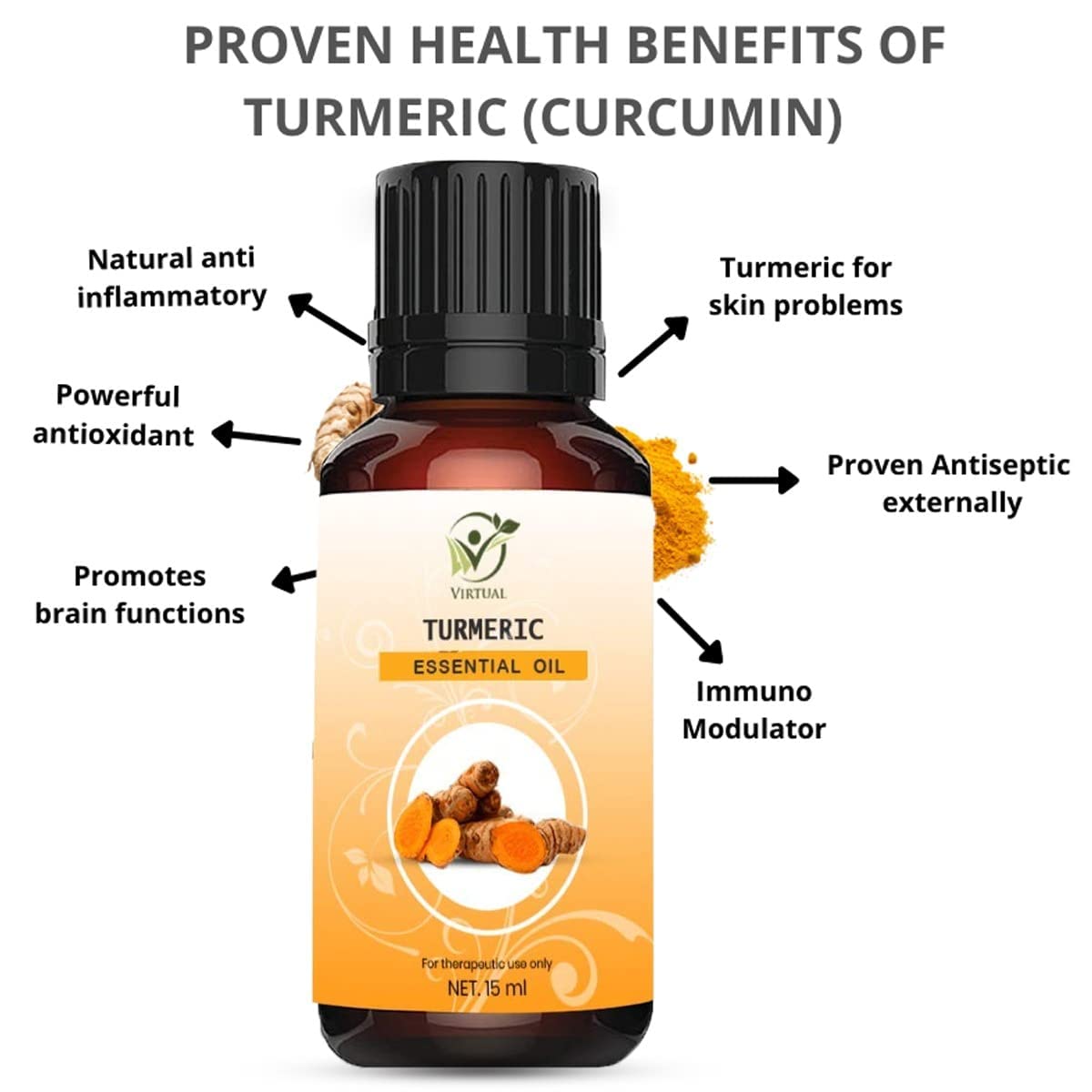 100% Pure Natural Turmeric Essential Oil for Skin Brightening - Fights Acne, Pigmentation & Dark Spots - Best Facial Oil for Summer Skincare - Perfect for Daily Use & Nighttime Routine
