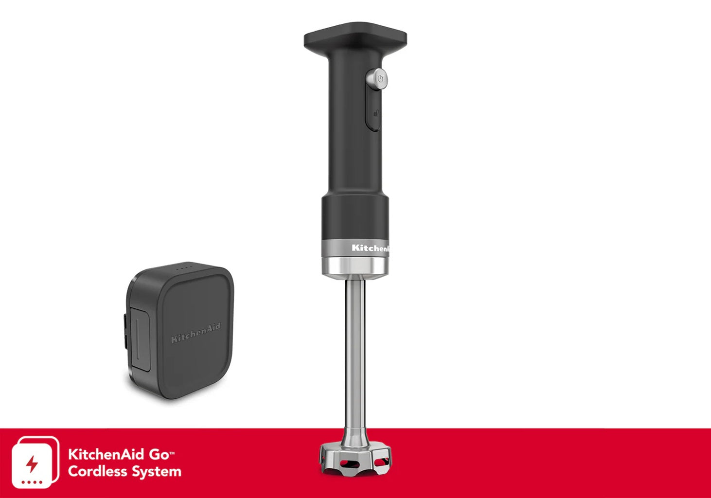 KitchenAid GO Cordless Hand Blender - Matte Black | Rechargeable Immersion Blender for Smoothies, Soups & Baby Food | Battery-Powered Kitchen Mixer with Whisk & Chopper Attachments