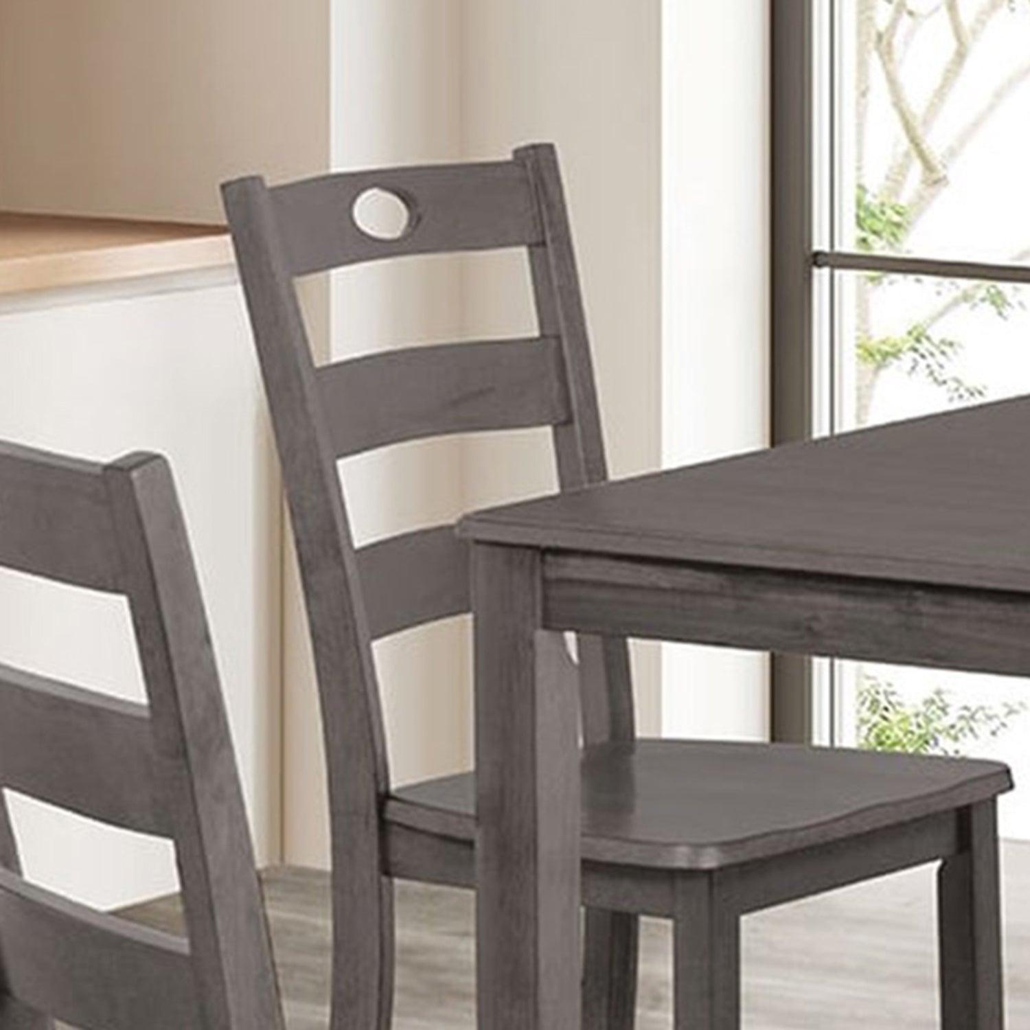 30H Solid Rubberwood 5-Piece Dining Table Set with Slat Back Chairs - Modern Kitchen & Dining Room Furniture for Family Gatherings