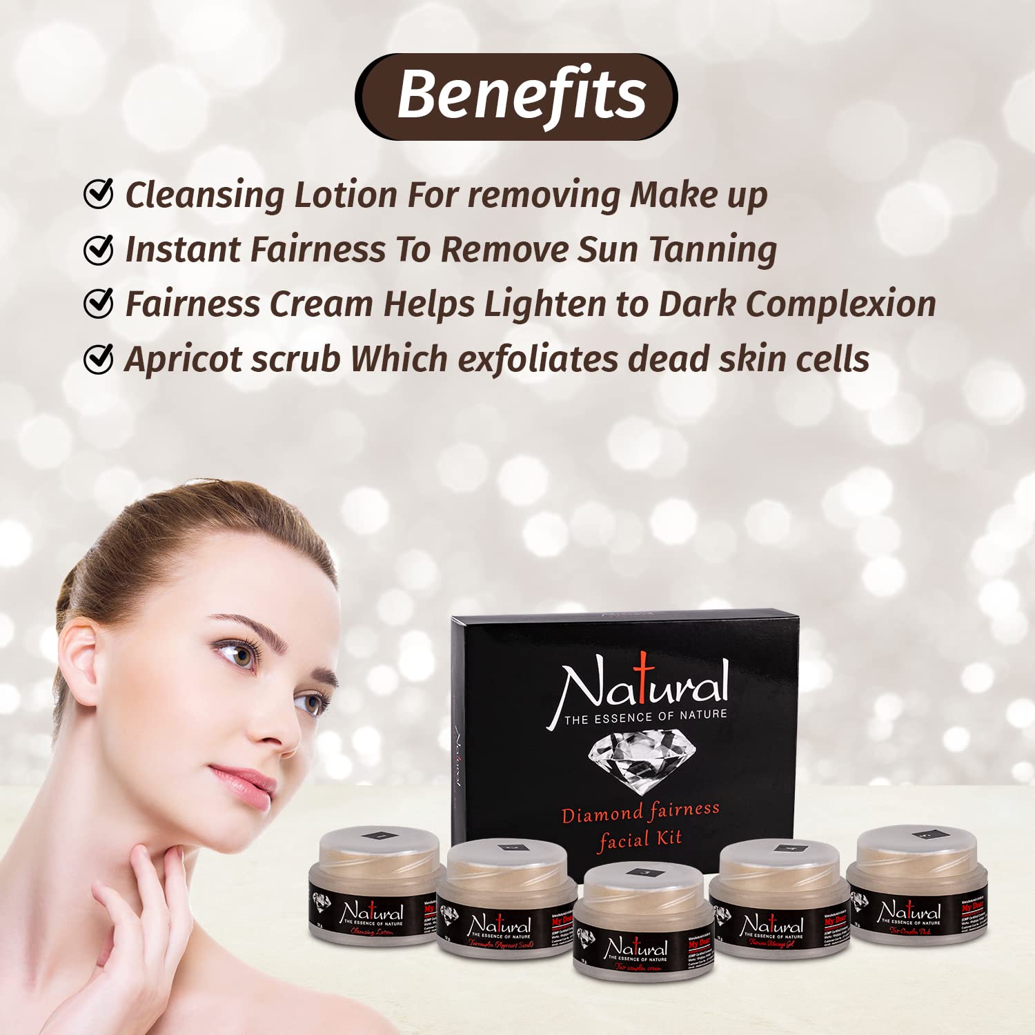 Natural Diamond Facial Kit for Women & Men | All Skin Types | Soft & Purifying Skincare | 50gm | Pack of 1 | Perfect for Daily Glow & Spa Nights