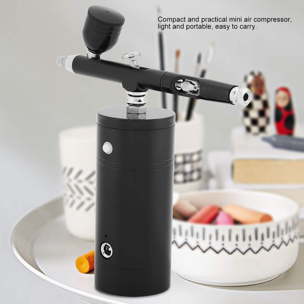 Ejoyous Mini Airbrush Kit - 0.3mm Black Portable Dual Action Airbrush Spray Paint Set with Air Compressor for Professional DIY Crafts, Makeup, Cake Decorating, Nail Art, Model Painting & Tattoos | Perfect for Hobbyists, Artists & Cosplay Enthusiasts