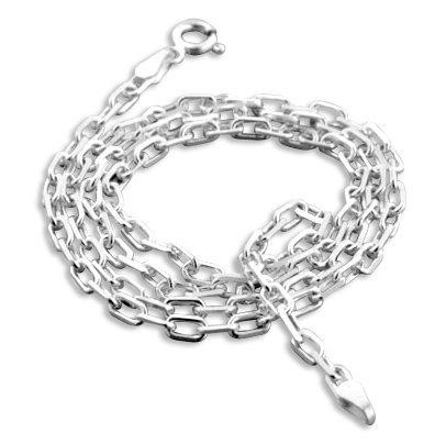 3mm Sterling Silver Anchor Open Box Link Chain Necklace 16