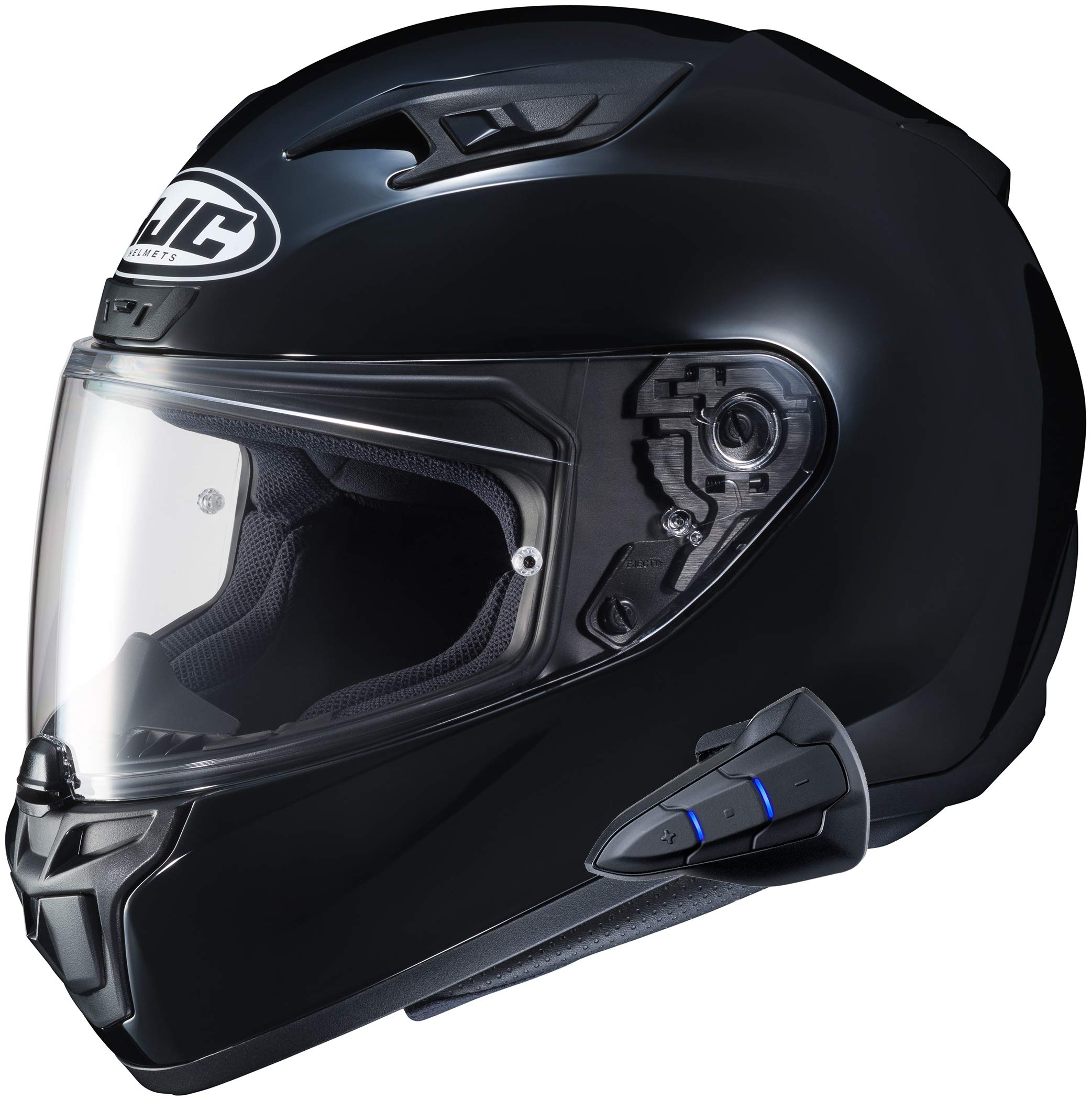 HJC i10 Full Face Motorcycle Helmet Snell 2020 Certified - Sena Smart HJC Bluetooth Headset Included - Black 2XL - Perfect for Street Biking & Commuting