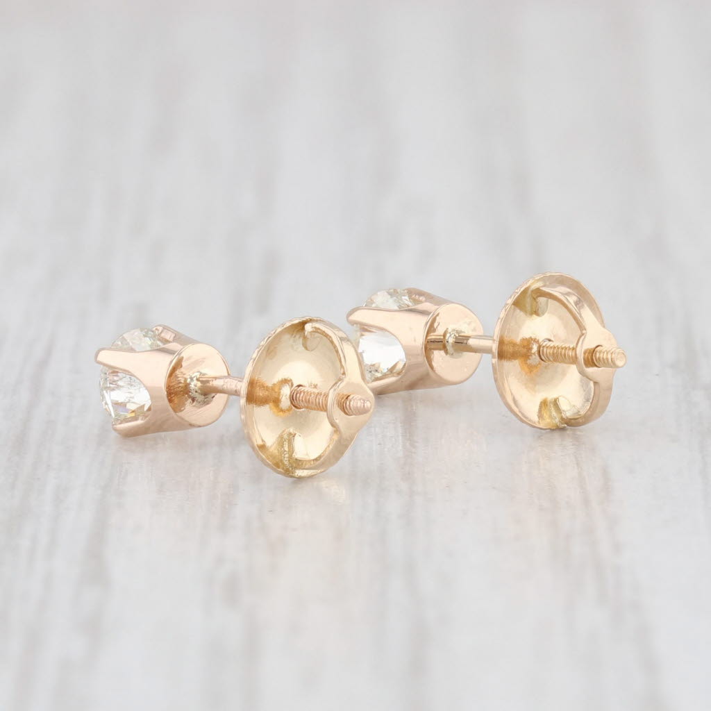 0.47ctw Round Diamond Stud Earrings in 14K Yellow Gold with Screw Back for Women - Perfect for Weddings, Anniversaries & Special Occasions