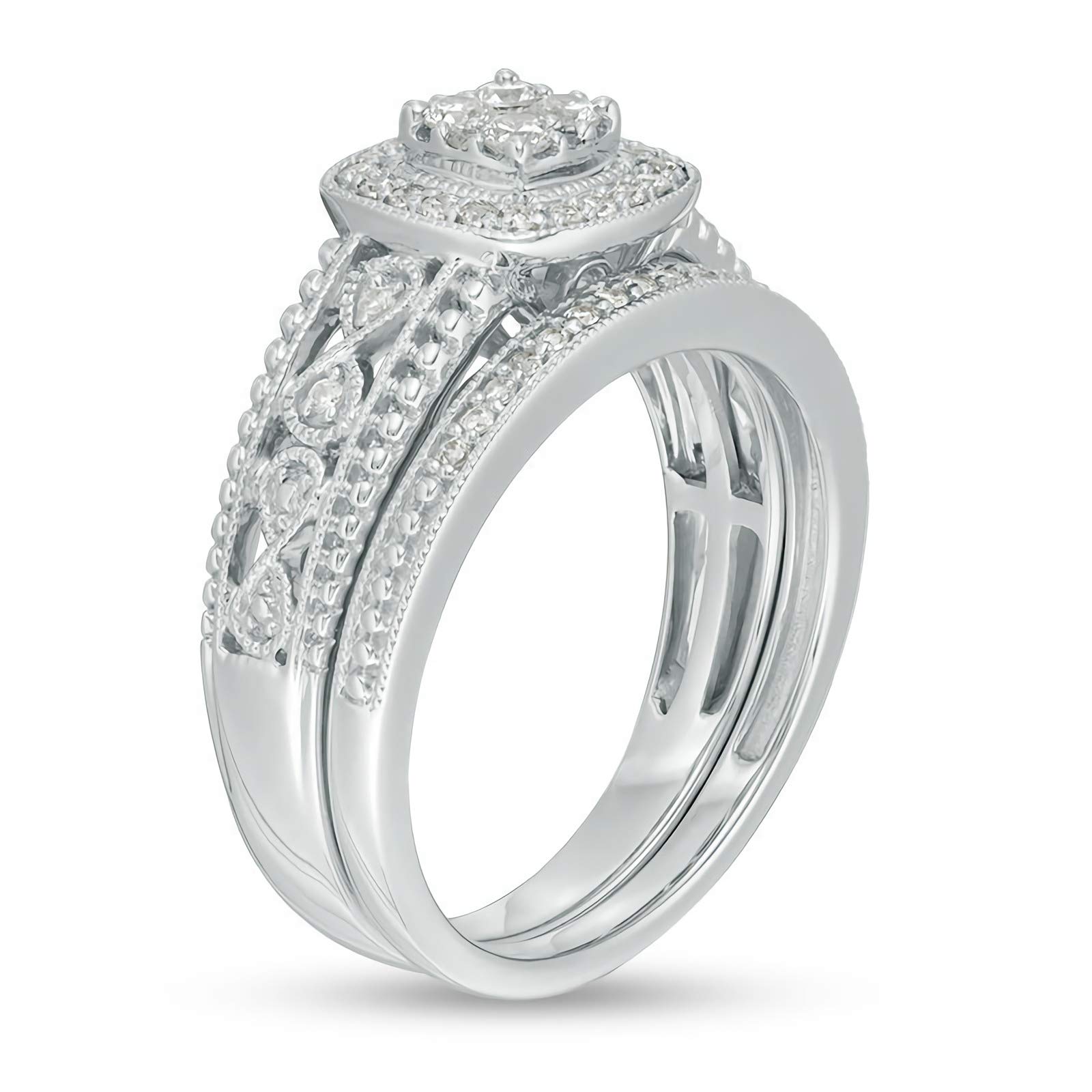 Moissanite Bridal Set - 10K 14K 18K Gold & Platinum Plated Silver Engagement Rings for Women - 4 Elegant Styles - Perfect for Weddings, Proposals & Anniversary Gifts