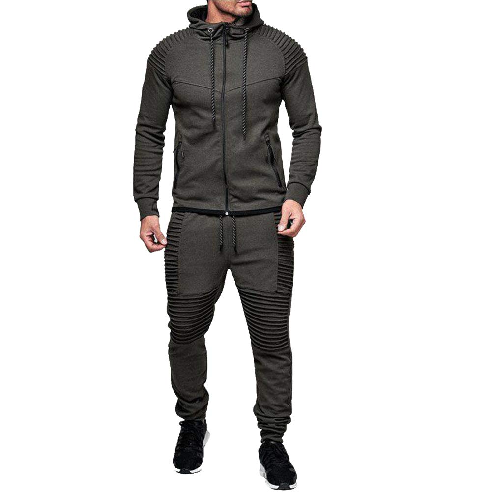 Men's Casual Full Zip Hoodie & Jogger Sweatpants Set - Lightweight Athletic Tracksuit for Running, Gym, Lounge & Streetwear Fashion