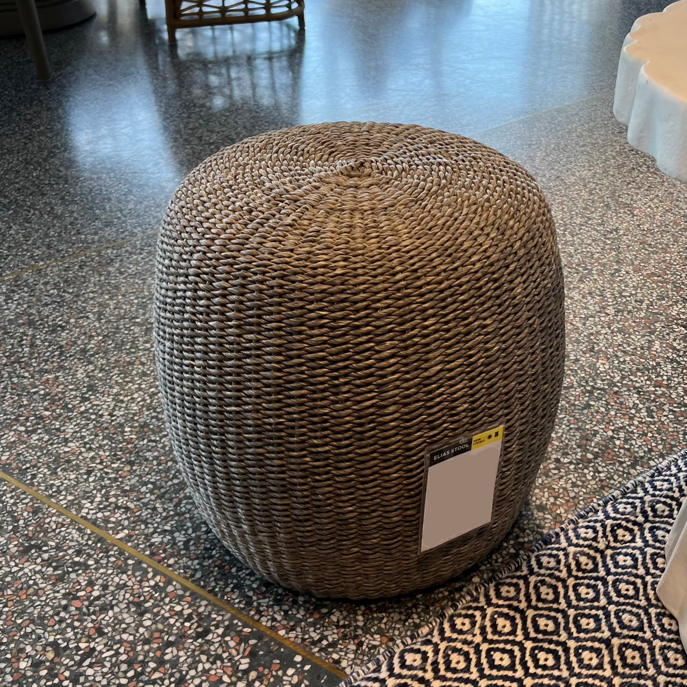 Elias Stool - Natural Twisted Wicker Accent Chair for Living Room, Bedroom, or Patio - Handwoven Rattan Side Table with Boho Style - Perfect for Relaxing, Reading, or Coffee Time