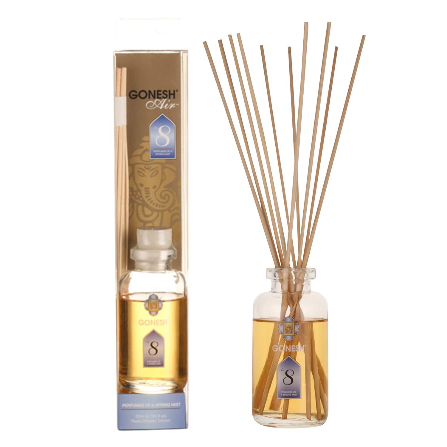 GONESH No.8 Reed Diffuser 80ml - Aromatherapy Essential Oil for Home, Office & Spa Relaxation