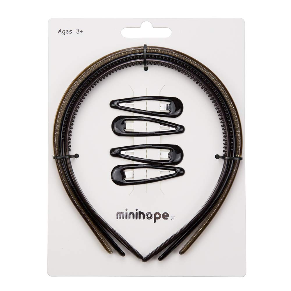 Minihope Women's Plastic Headbands 3-Pack & Snap Hair Clips 4-Pack - Fashion Hair Accessories for Work, Gym, and Everyday Styling