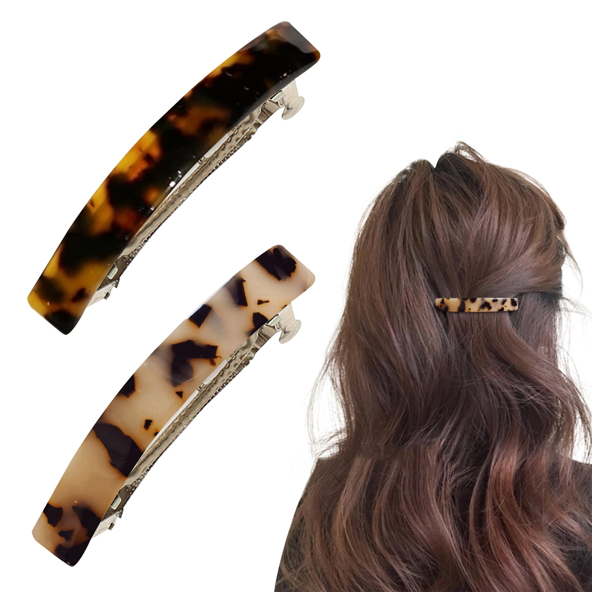 2 Pcs French Design Hair Barrettes for Women - Large Hair Clips for Thick Hair, Elegant Adult Hair Accessories | Perfect for Weddings, Parties & Everyday Styling