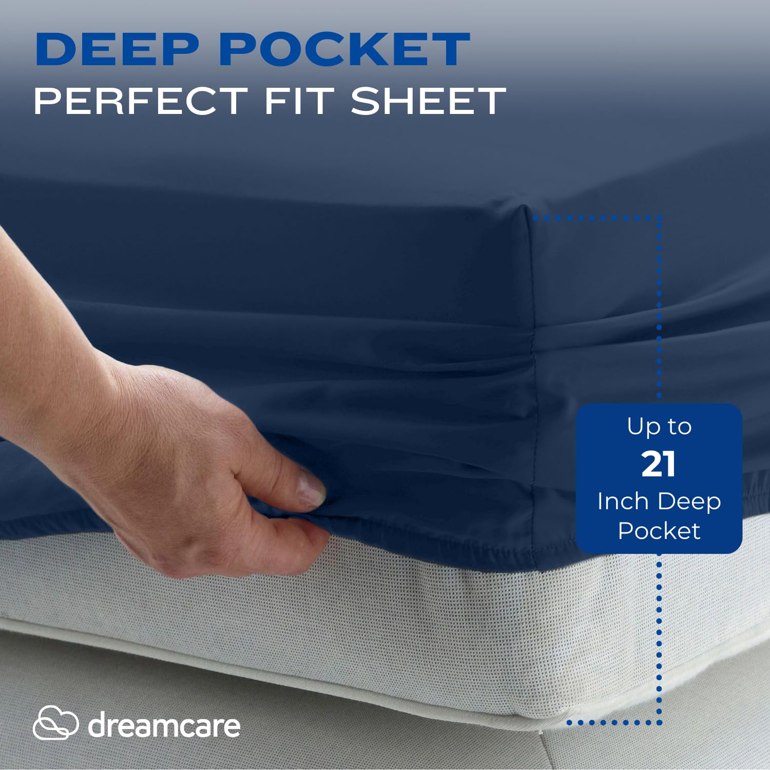 DREAMCARE King Size Sheets Set - 4 Piece Cooling Bed Sheet Set with 21