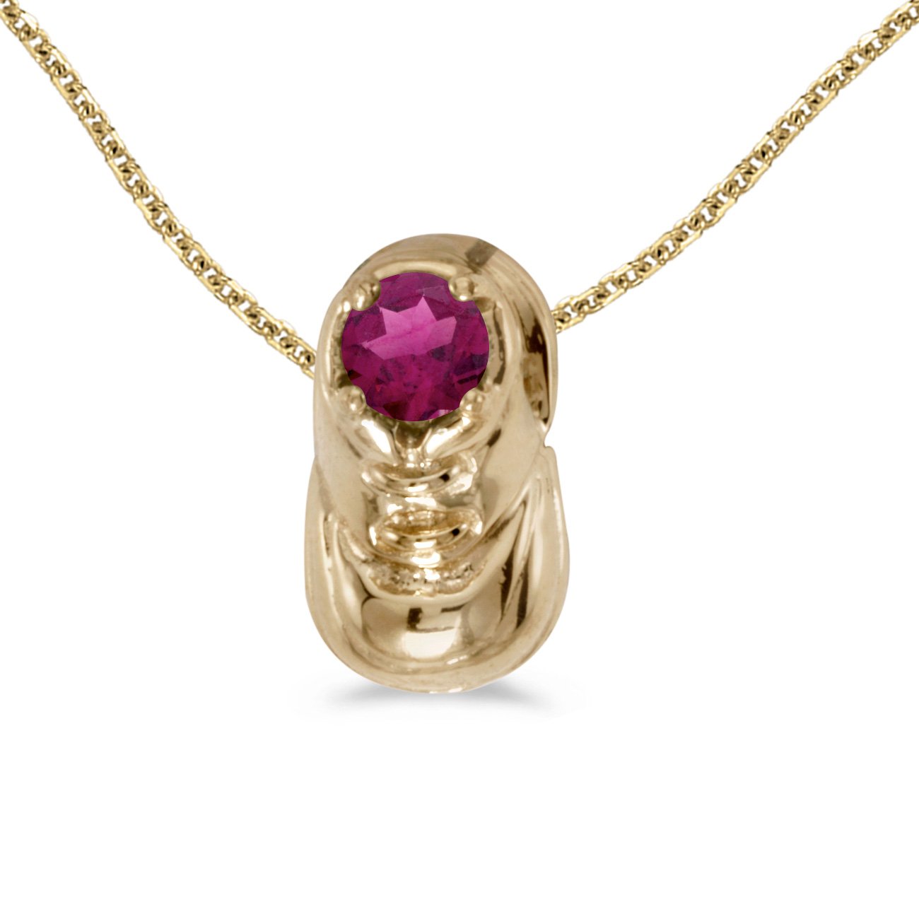 Jewels By Lux 10k Yellow Gold Genuine Birthstone Freshwater Cultured Pearl Baby Bootie Pendant (Cttw) - Perfect Baby Shower Gift & Keepsake Jewelry for Newborns