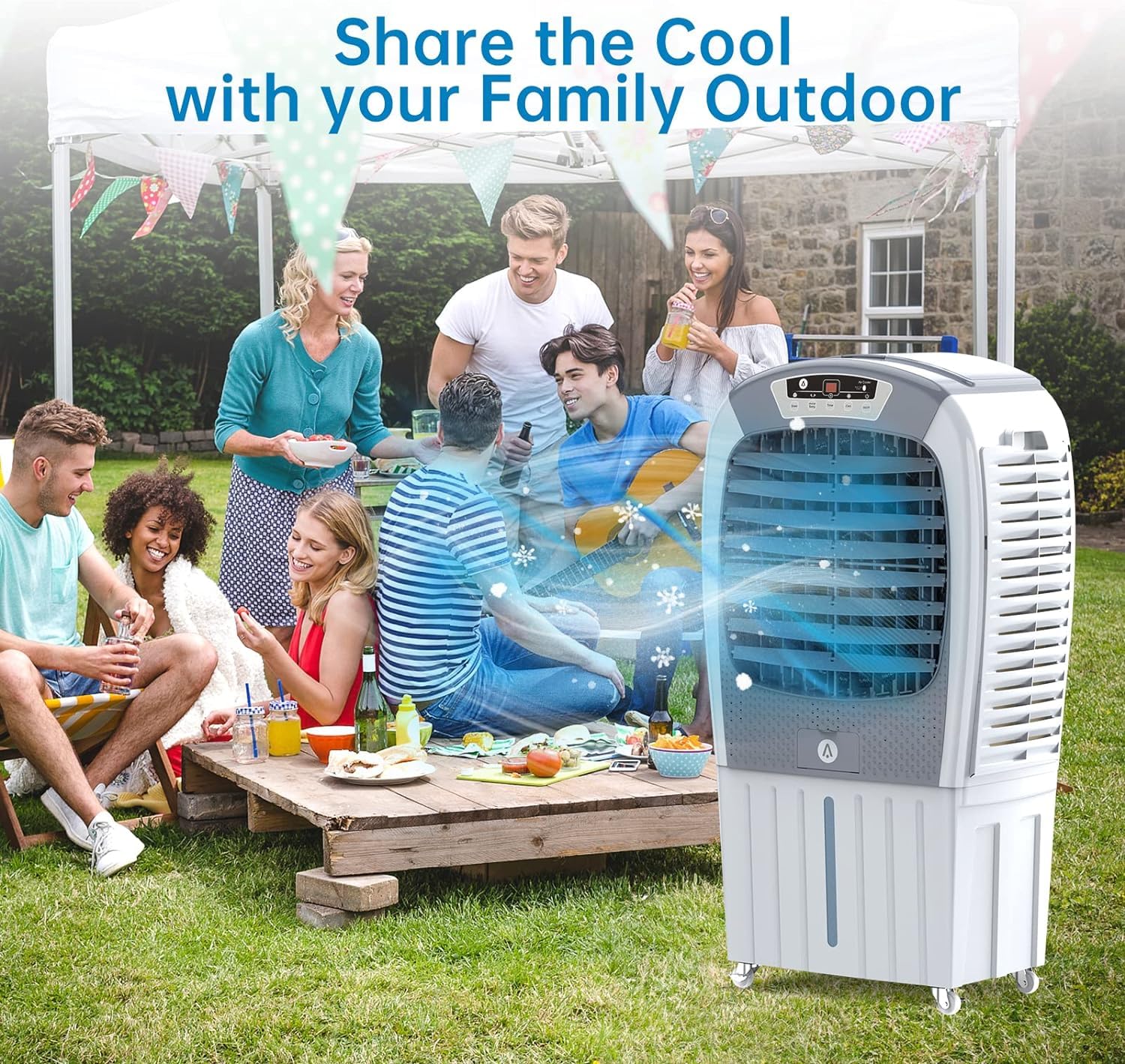 GARVEE 3500CFM Portable Air Cooler with 3 Speeds - Evaporative Swamp Cooler for Home, Office, Outdoor & Patio - Energy Efficient Cooling Fan for Summer