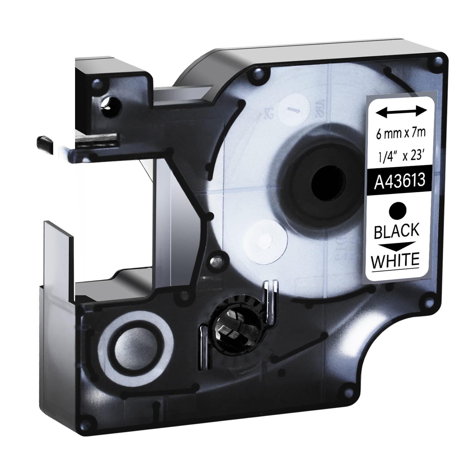 Dymo D1 43613 Compatible 1/4 Inch Black on White Label Tape - Works with LabelManager 280 Label Maker | Perfect for Office Organization, Shipping Labels & Home Storage