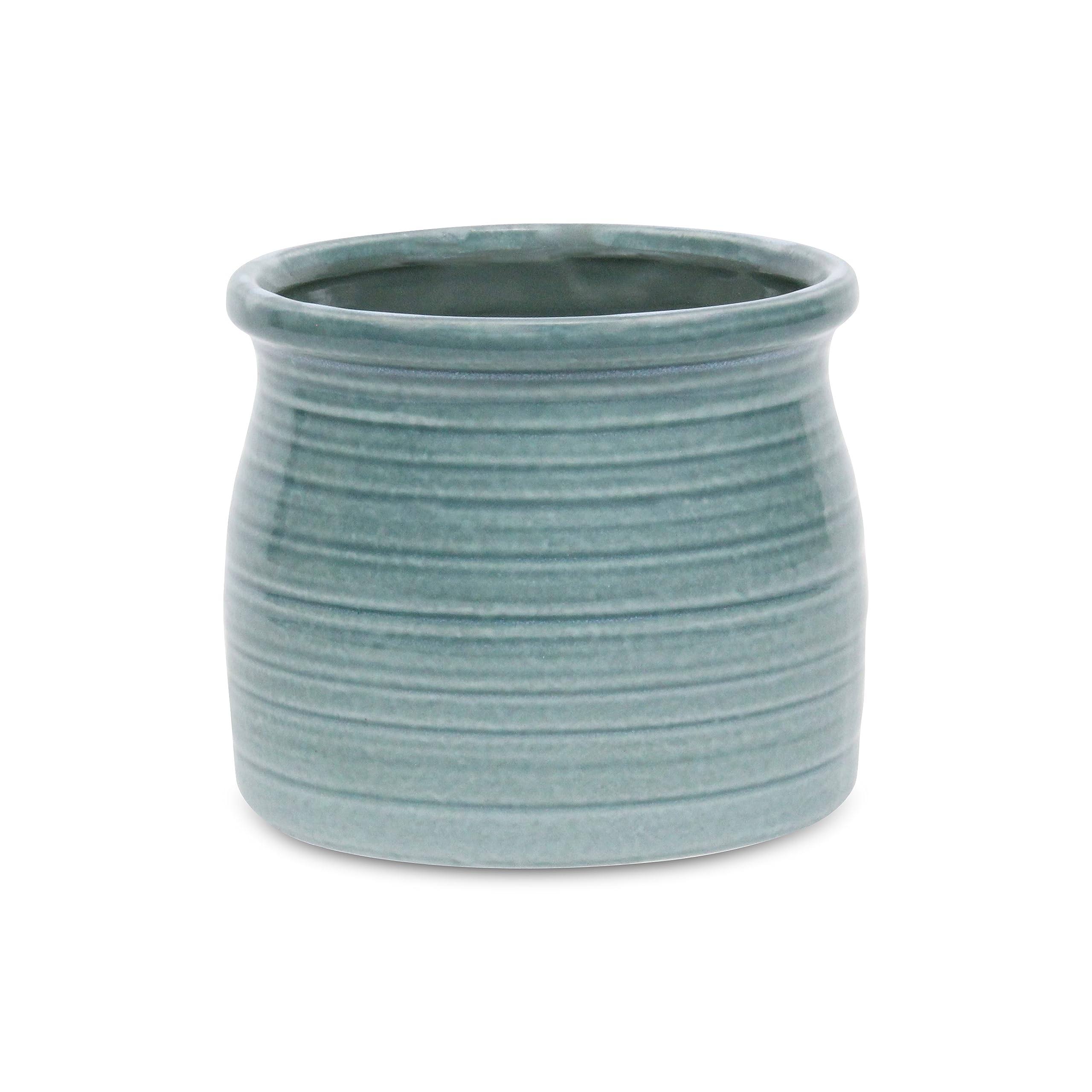 Cheung's Celadon Green Curved Ceramic Planter - Elegant Indoor/Outdoor Flower Pot for Home Decor, Office Plants & Garden Display
