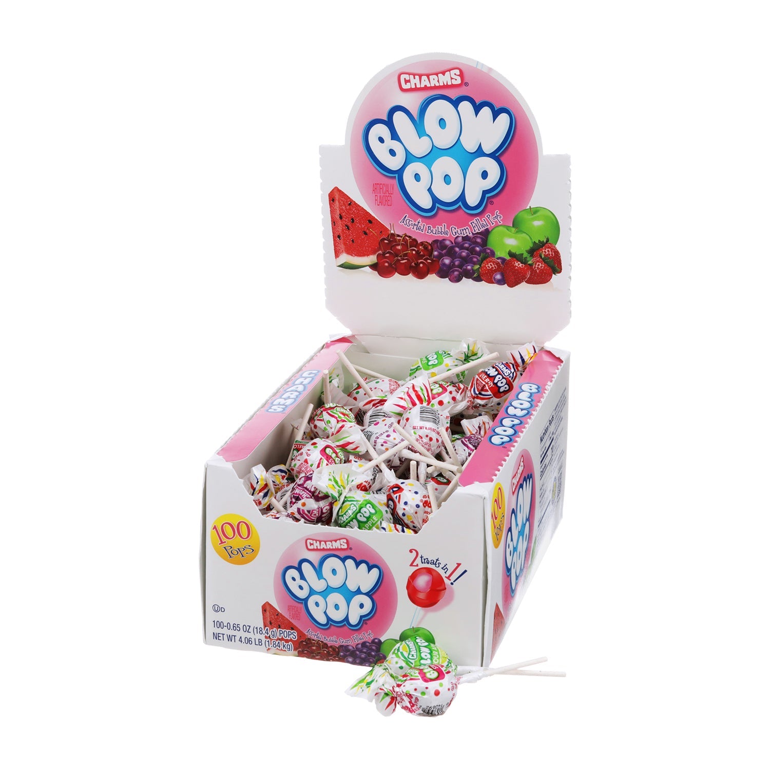 Charms Blow Pop Assorted Flavors | 100 Count Box | Bulk Candy for Parties, Halloween Treats & Office Snacks