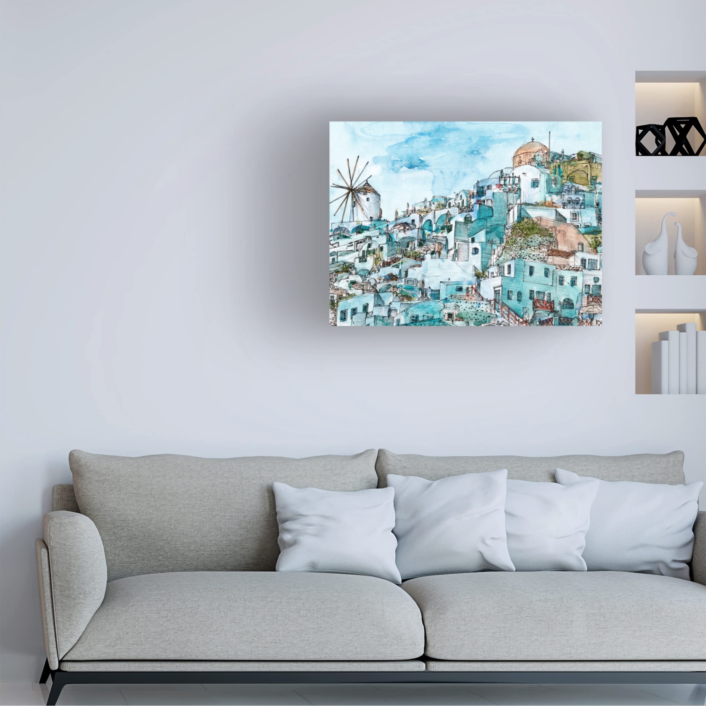 Trademark Fine Art 'Secret Greece II' Canvas Wall Art by Melissa Wang - Stunning Landscape Painting for Living Room, Bedroom & Office Decor