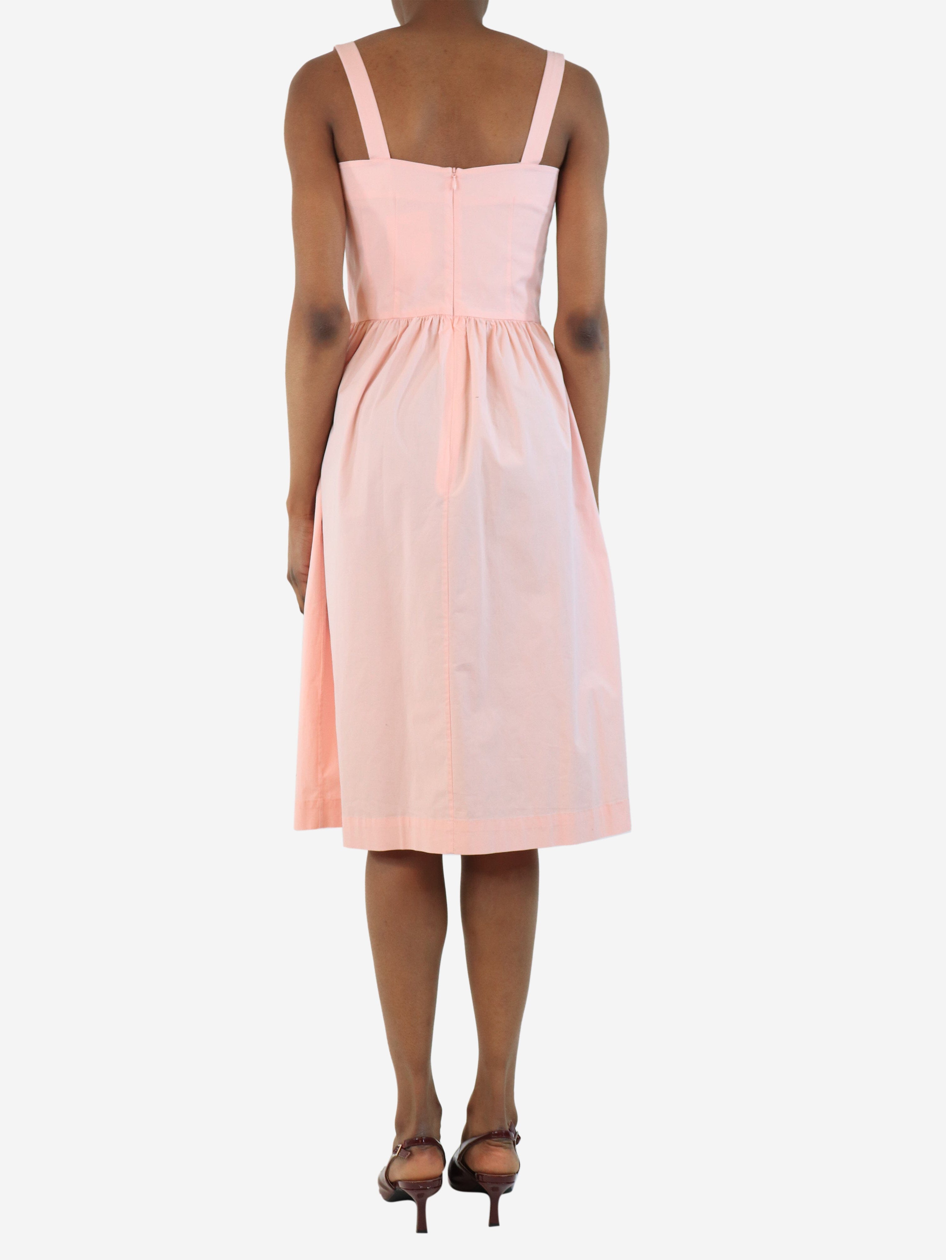 Light Pink Laura Embroidered Poplin Midi Dress - Size UK 6 | Elegant Summer Wedding Guest & Garden Party Outfit
