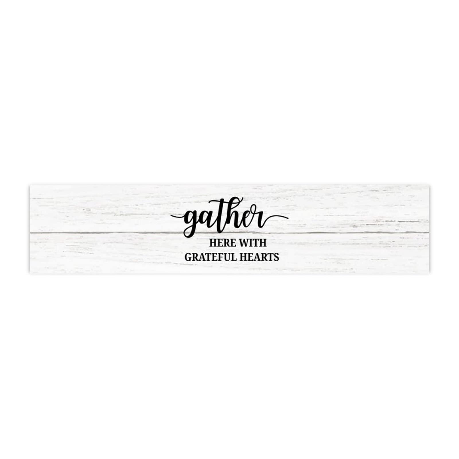 Farmhouse Wall Decor Signs - Vintage 'Gather Here With Grateful Hearts' Wood Plaque - Rustic Inspirational Hanging Sign for Home, Bathroom, Front Door or Entryway - 4x18 Inch - Perfect for Thanksgiving, Christmas Decor & Cozy Farmhouse Style